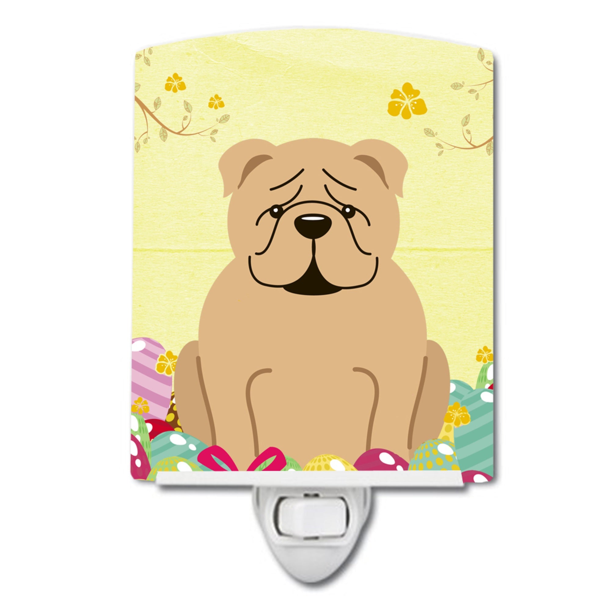  inchCarolines Treasures Easter Eggs English Bulldog Fawn Ceramic Night Light, 6x4, Multicolor inch