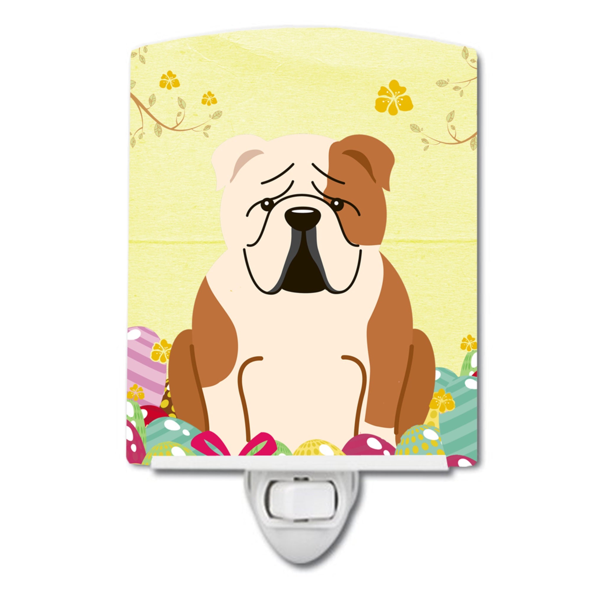  inchCarolines Treasures Easter Eggs English Bulldog Fawn White Ceramic Night Light, 6x4, Multicolor inch