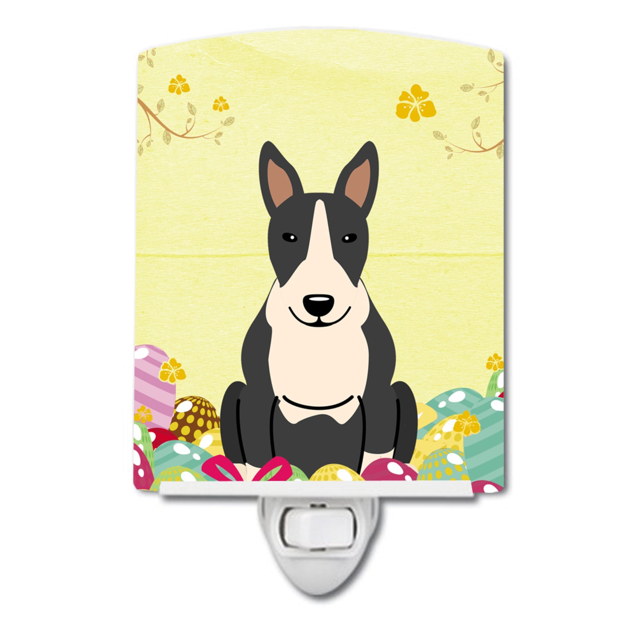  inchCarolines Treasures Easter Eggs Bull Terrier Black White Ceramic Night Light, 6x4, Multicolor inch