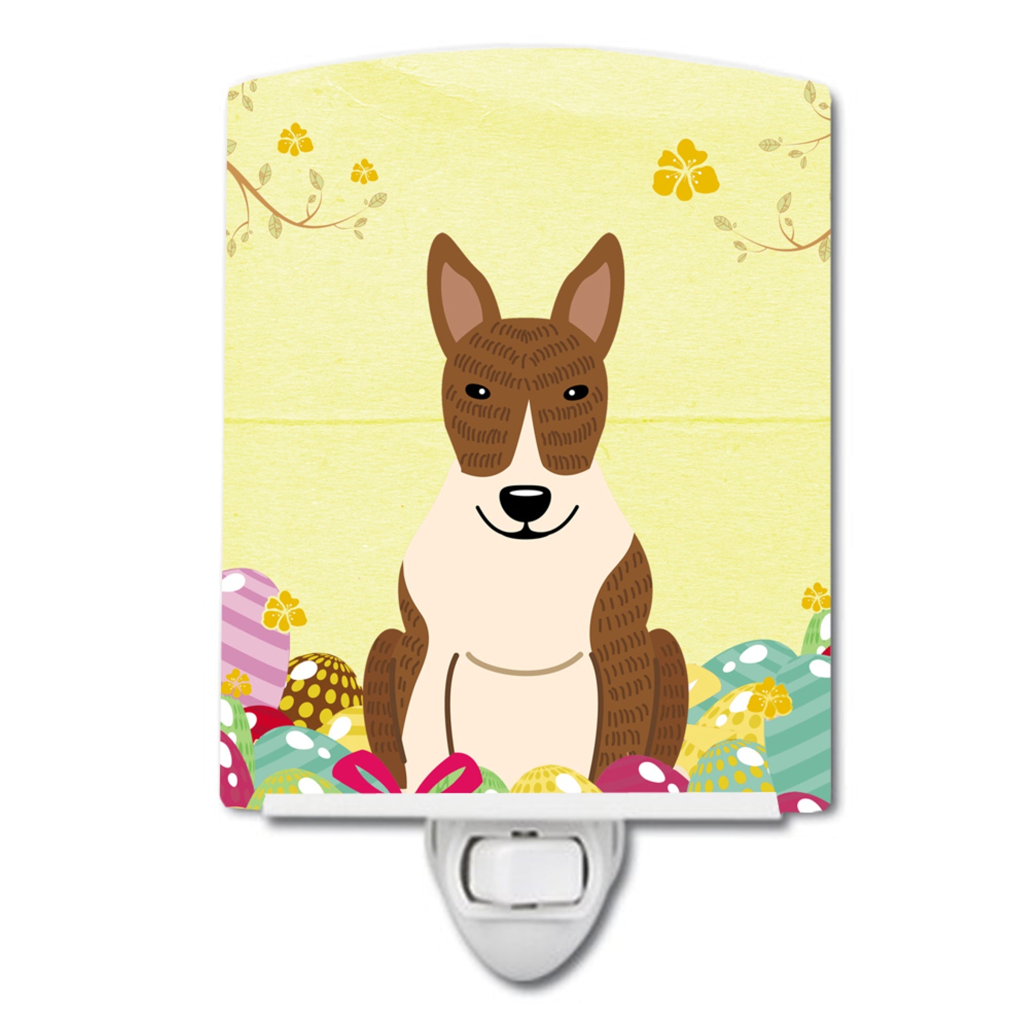  inchCarolines Treasures Easter Eggs Bull Terrier Brindle Ceramic Night Light, 6x4, Multicolor inch
