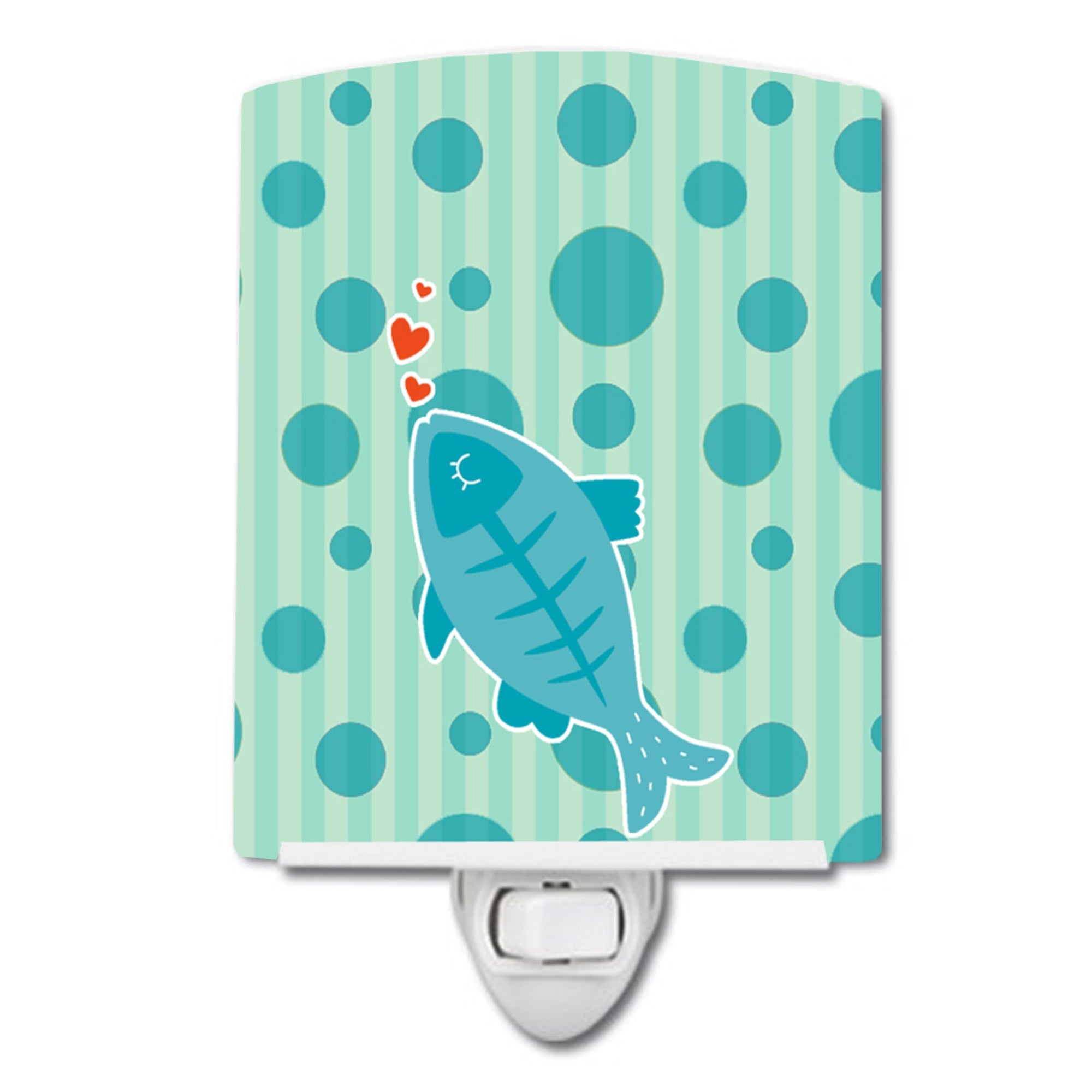 inchCarolines Treasures Polka Dot Ceramic Night Light, Fish, Blue, 6 inch inch x 4 inch inch inch