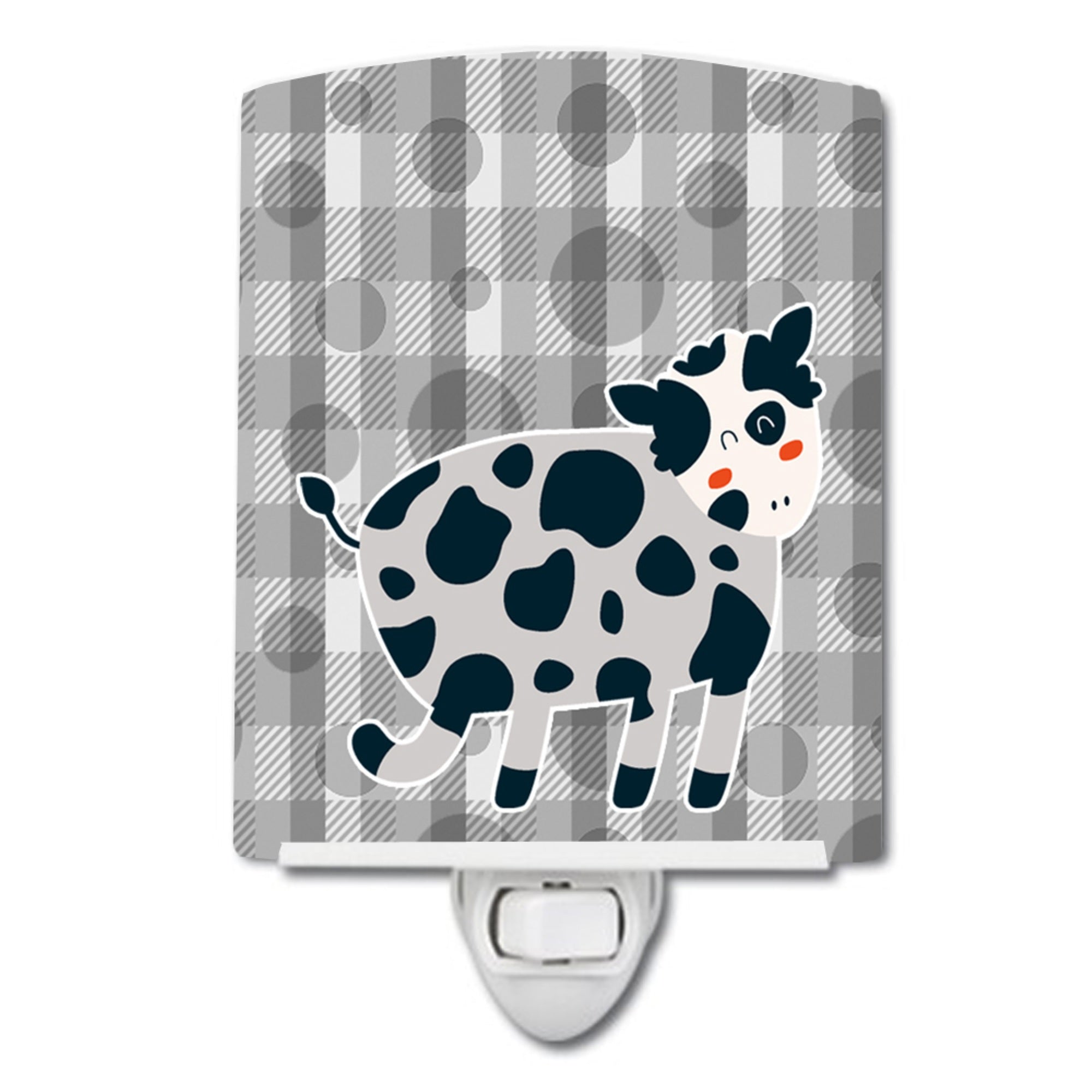  inchCarolines Treasures Cow Ceramic Night Light, Grey, 6 inch inch x 4 inch inch inch