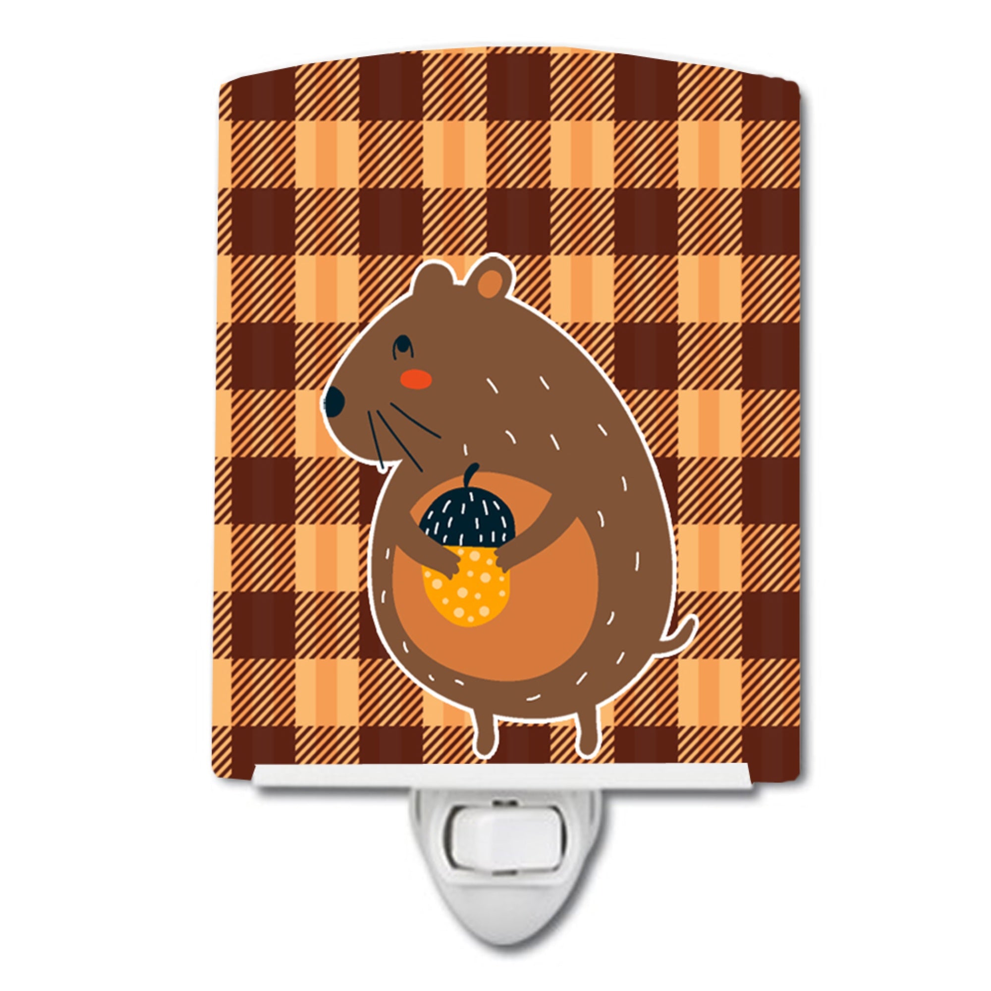  inchCarolines Treasures Squirrel Ceramic Night Light, Nut, Brown, 6 inch inch x 4 inch inch inch