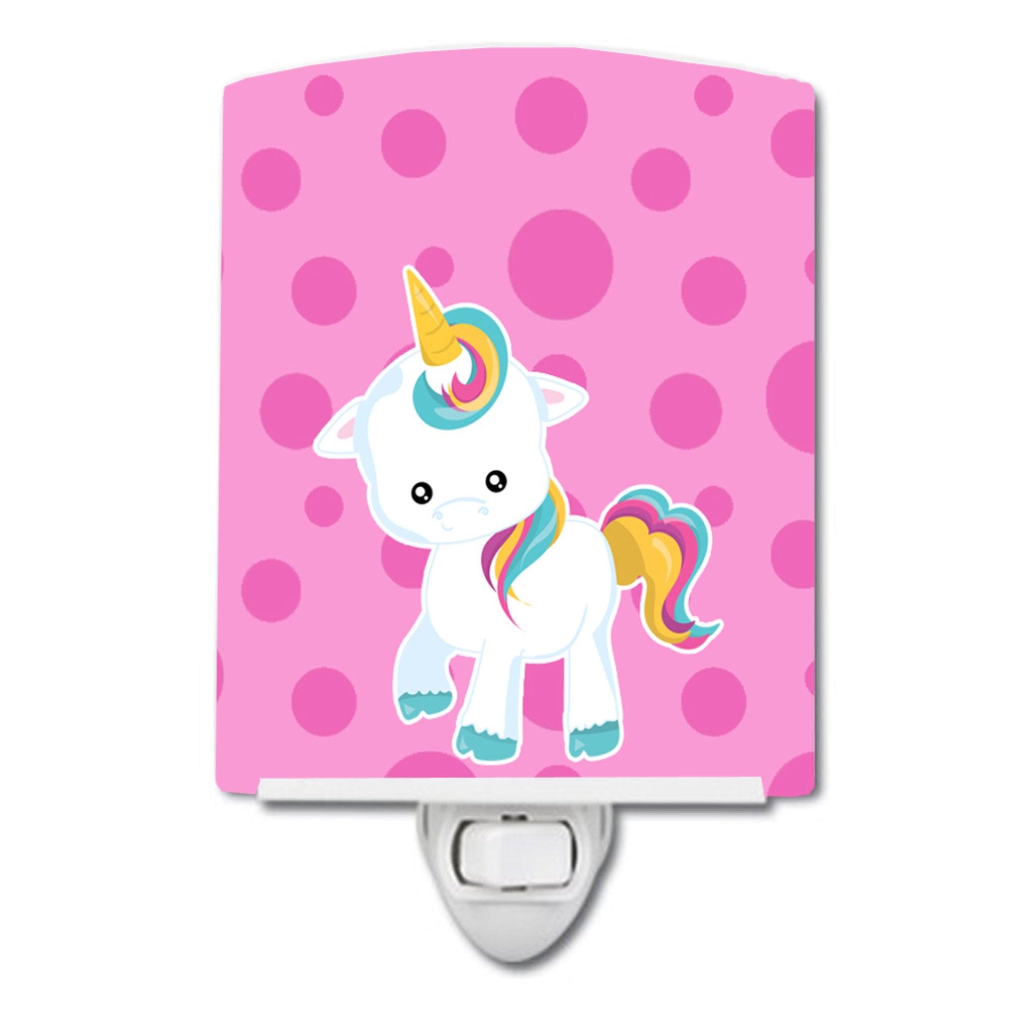  inchCarolines Treasures Polka Dot Ceramic Night Light, Unicorn, Pink, 6 inch inch x 4 inch inch inch