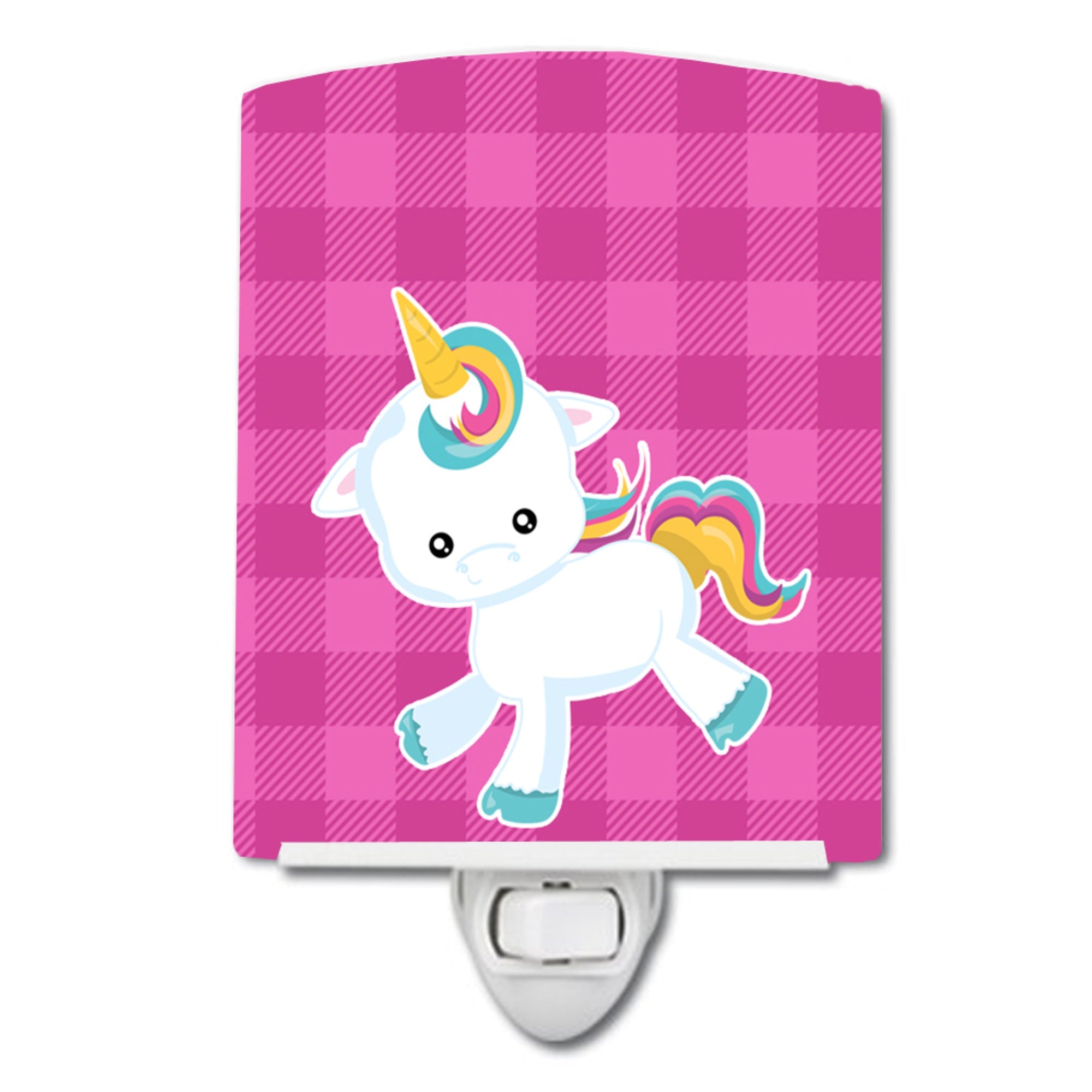  inchCarolines Treasures Plaid Ceramic Night Light, Unicorn, Pink, 6 inch inch x 4 inch inch inch