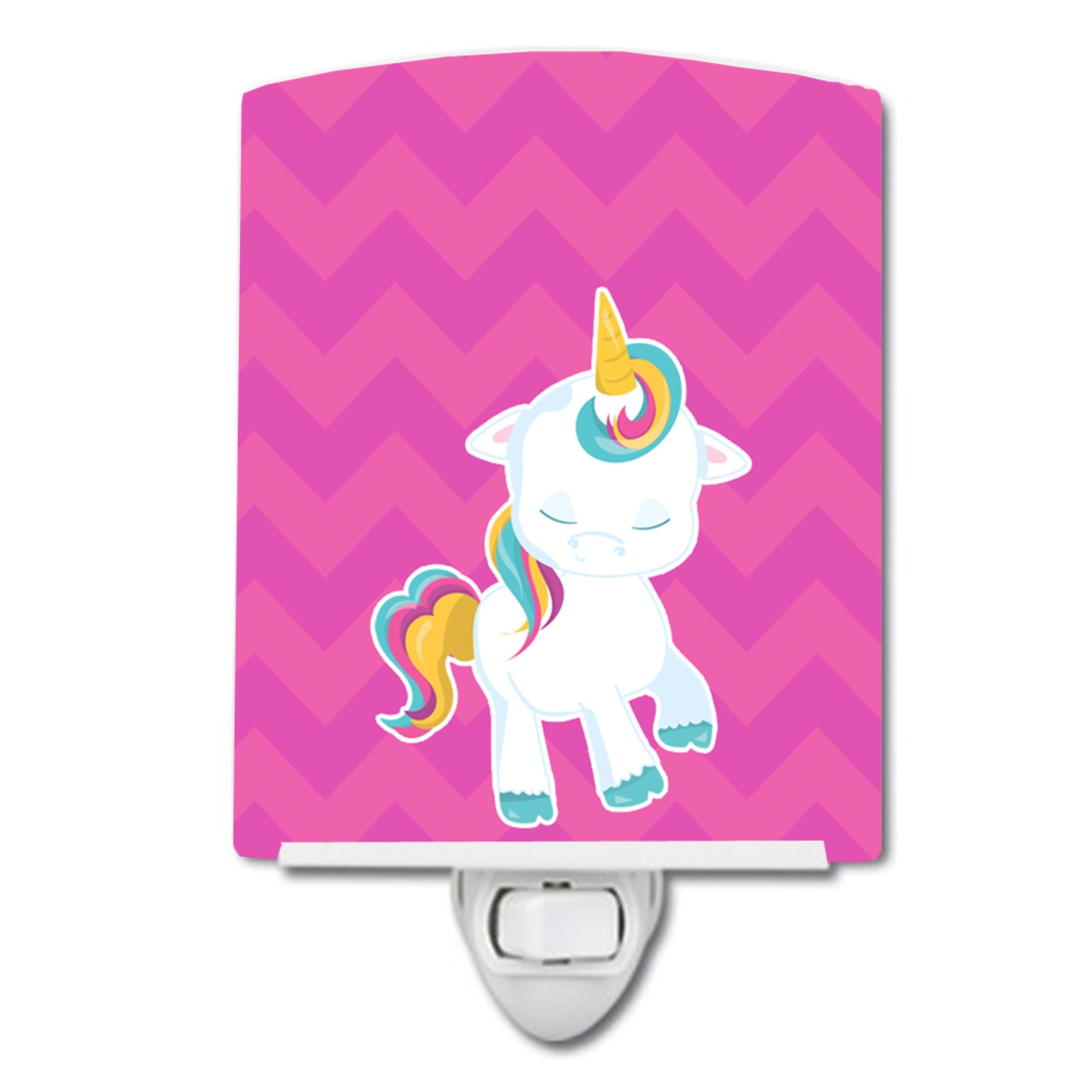  inchCarolines Treasures Ceramic Night Light, ChevrUnicorn, Pink, 6 inch inch x 4 inch inch inch