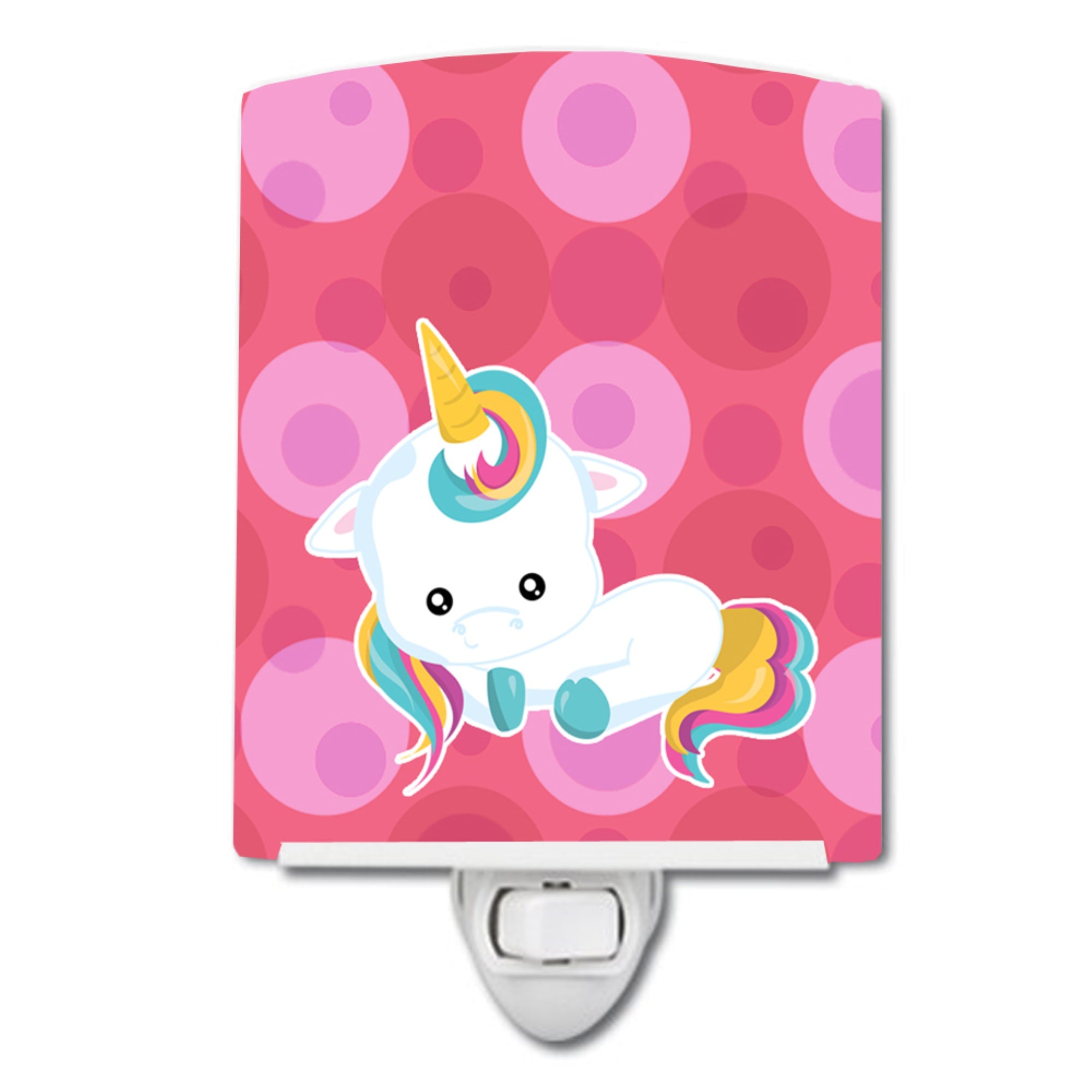  inchCarolines Treasures Polka Dots Ceramic Night Light, Unicorn, Pink, 6 inch inch x 4 inch inch inch