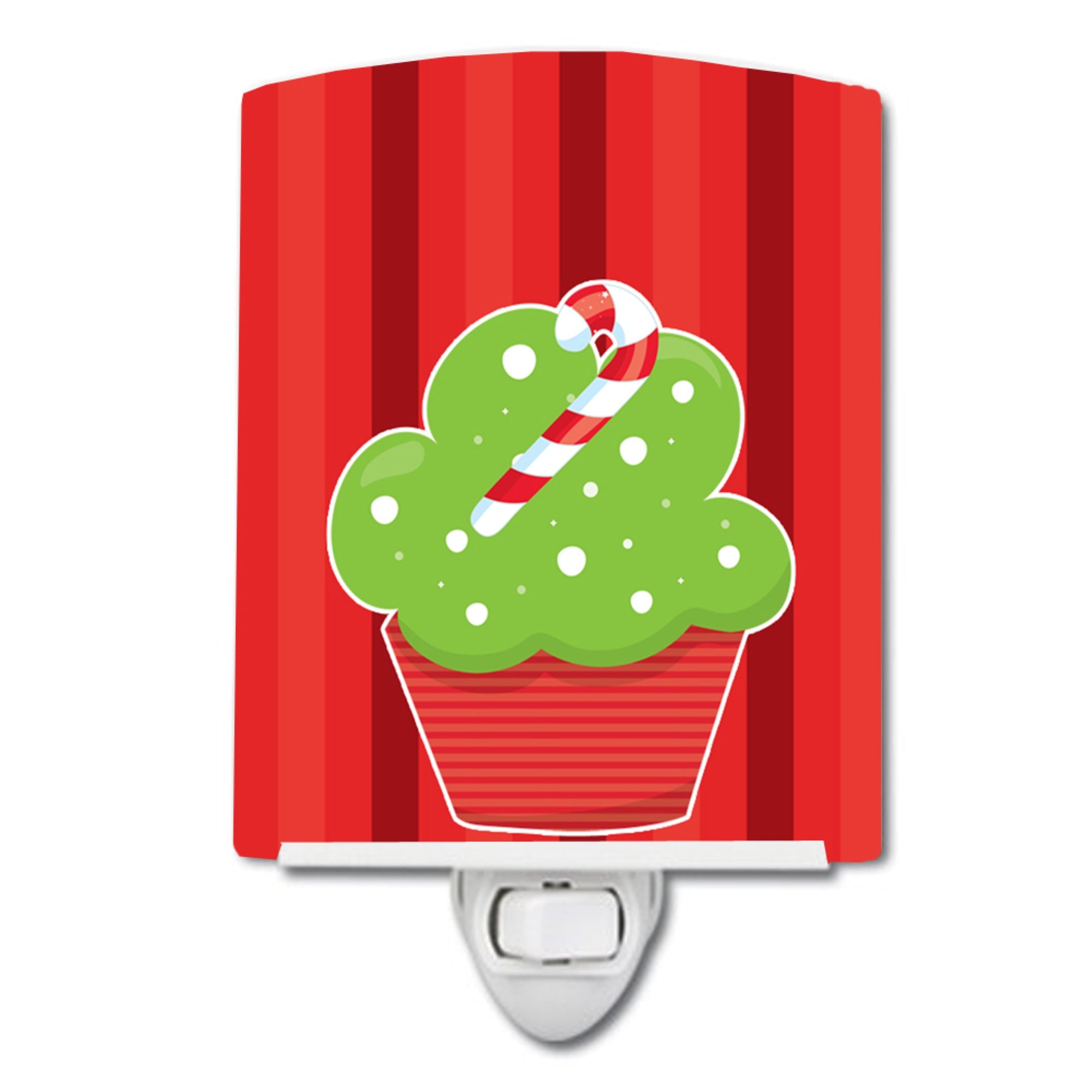 inchCarolines Treasures Christmas Cupcake Ceramic Night Light, Red, 6 inch inch x 4 inch inch, BB6814CNL inch