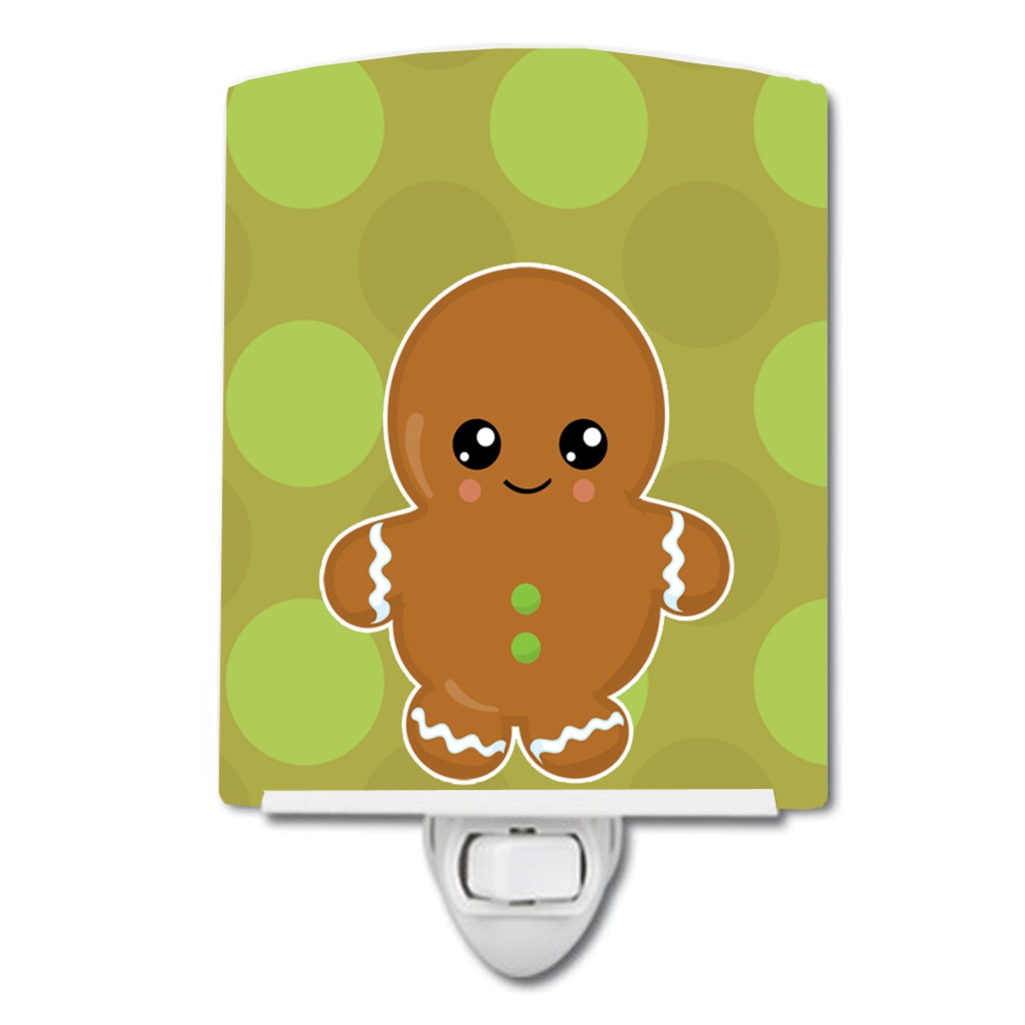  inchCarolines Treasures Christmas Gingerbread Ceramic Night Light, Man, Green, 6 inch inch x 4 inch inch inch