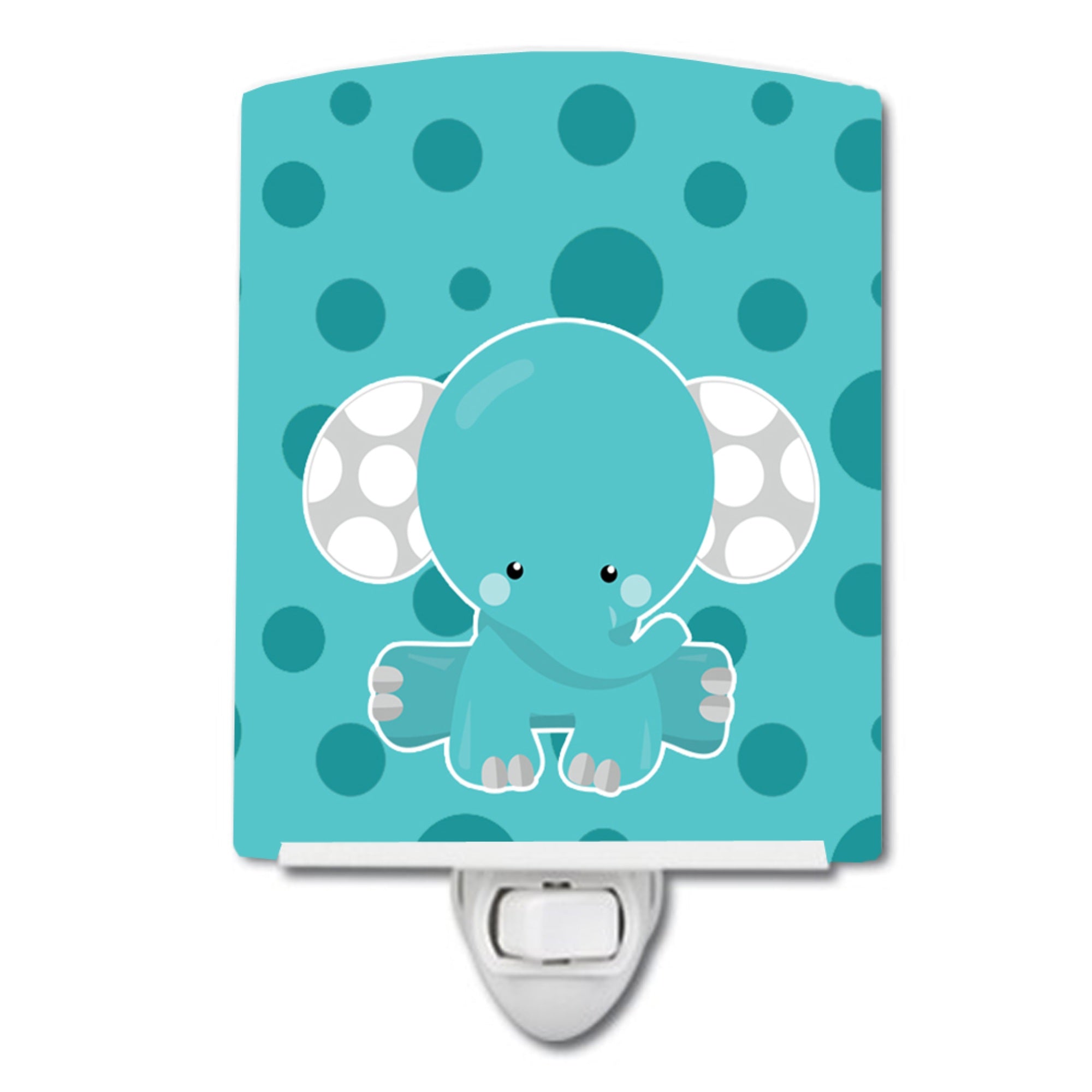  inchCarolines Treasures Polka Dot Ceramic Night Light, Elephant, Blue, 6 inch inch x 4 inch inch inch