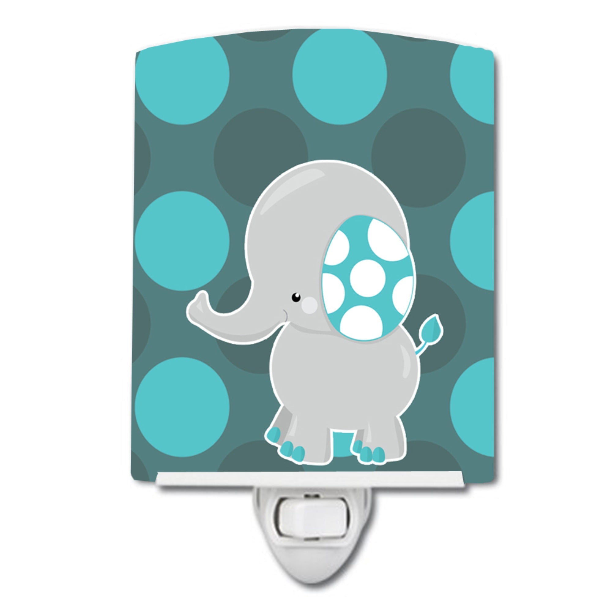  inchCarolines Treasures Polka Dot Ceramic Night Light, Grey Elephant, Blue, 6 inch inch x 4 inch inch inch