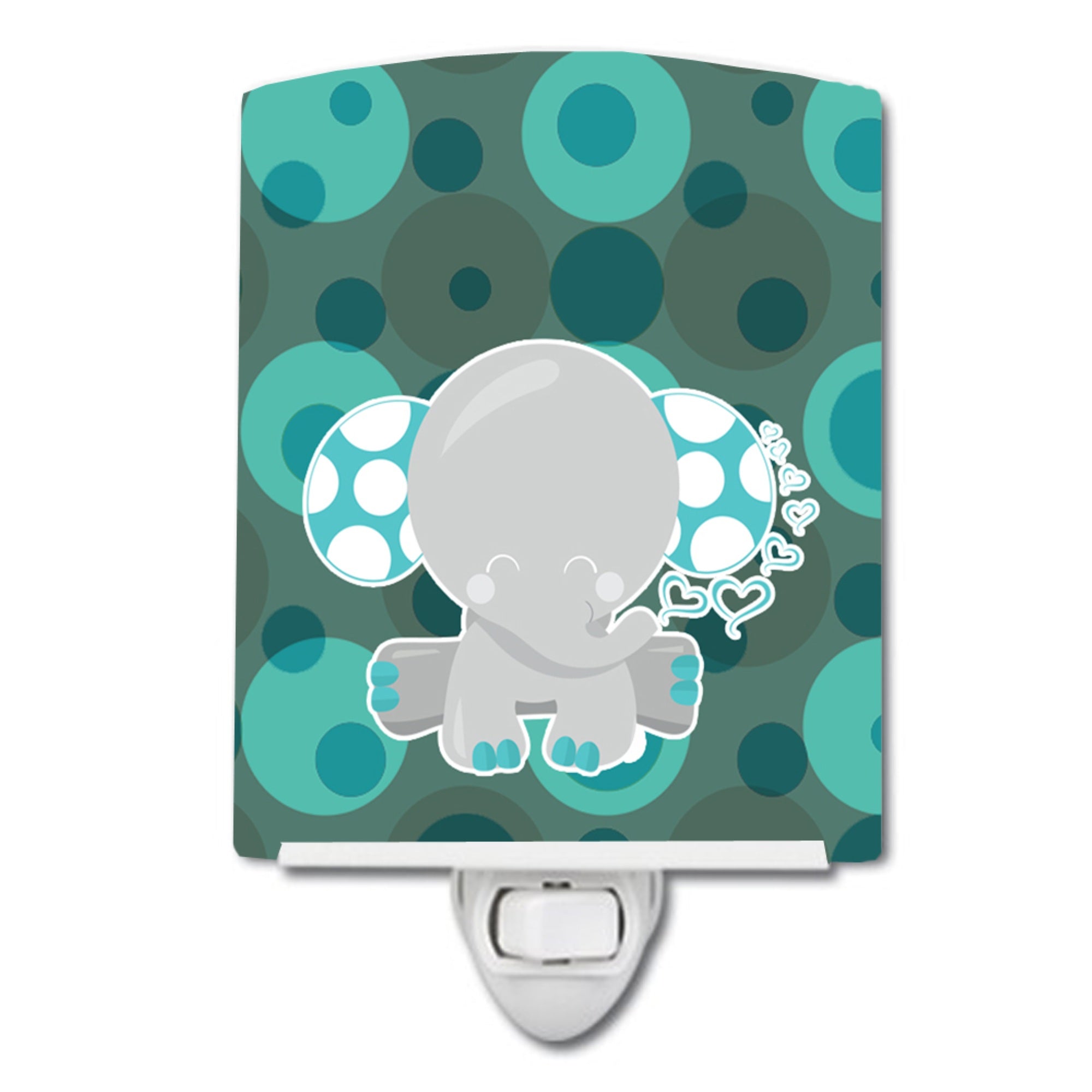  inchCarolines Treasures Polka Dot Ceramic Night Light, Naptime Elephant, Blue, 6 inch inch x 4 inch inch inch