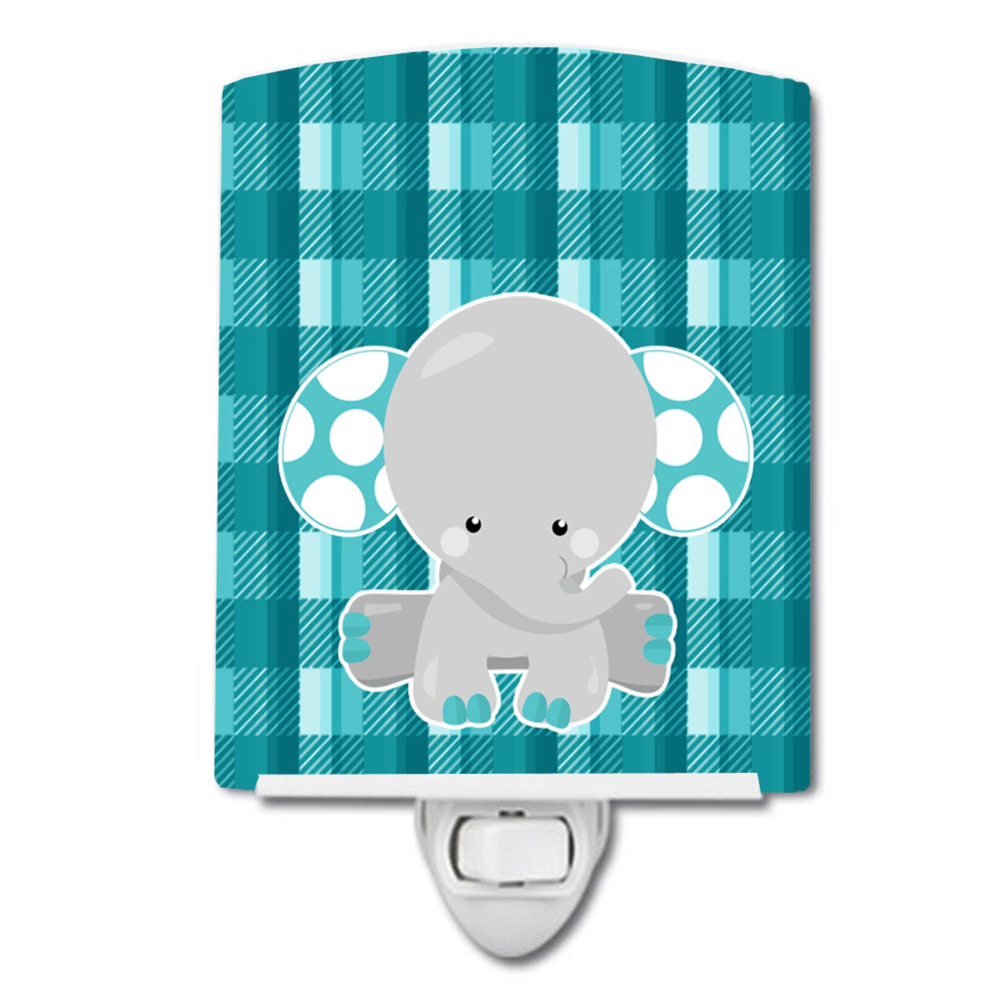  inchCarolines Treasures Plaid Ceramic Night Light, Elephant, Blue, 6 inch inch x 4 inch inch inch
