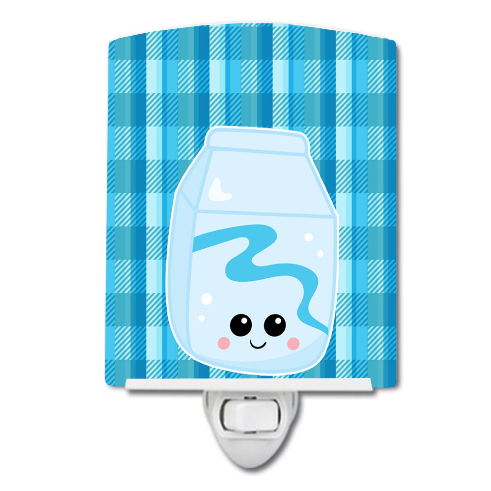  inchCarolines Treasures Plaid Ceramic Night Light, Milk, Blue, 6 inch inch x 4 inch inch inch