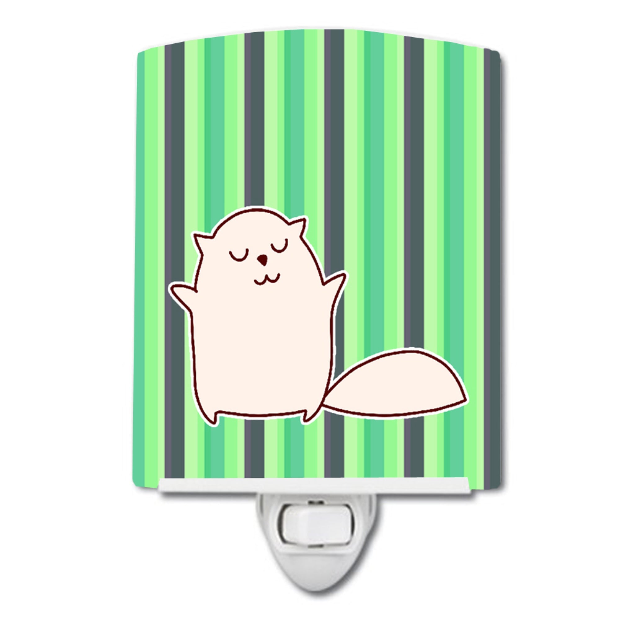  inchCarolines Treasures Cat Stripes Ceramic Night Light, Green, 6 inch inch x 4 inch inch inch
