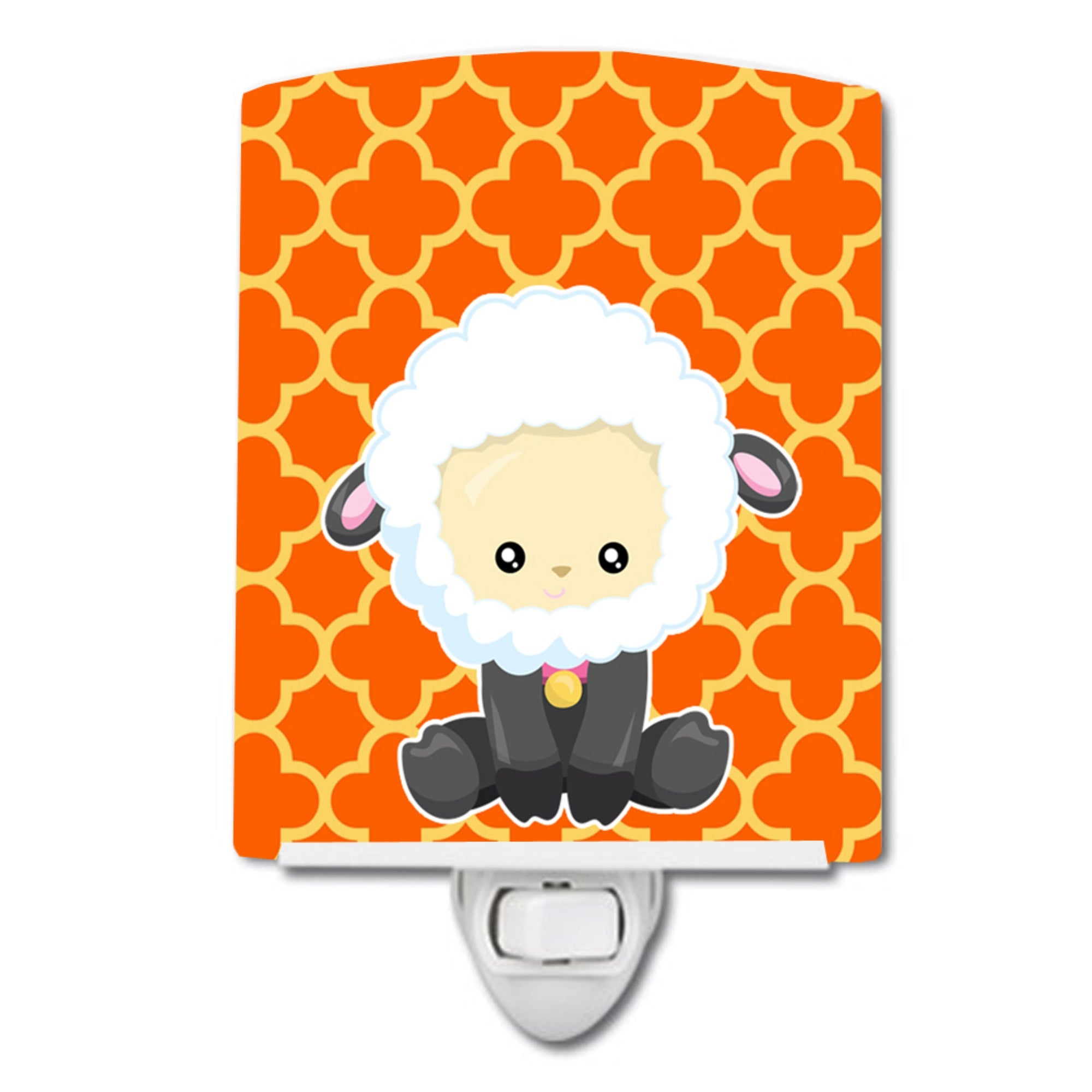  inchCarolines Treasures Sheep Ceramic Night Light, Quatrefoil, Orange, 6 inch inch x 4 inch inch inch