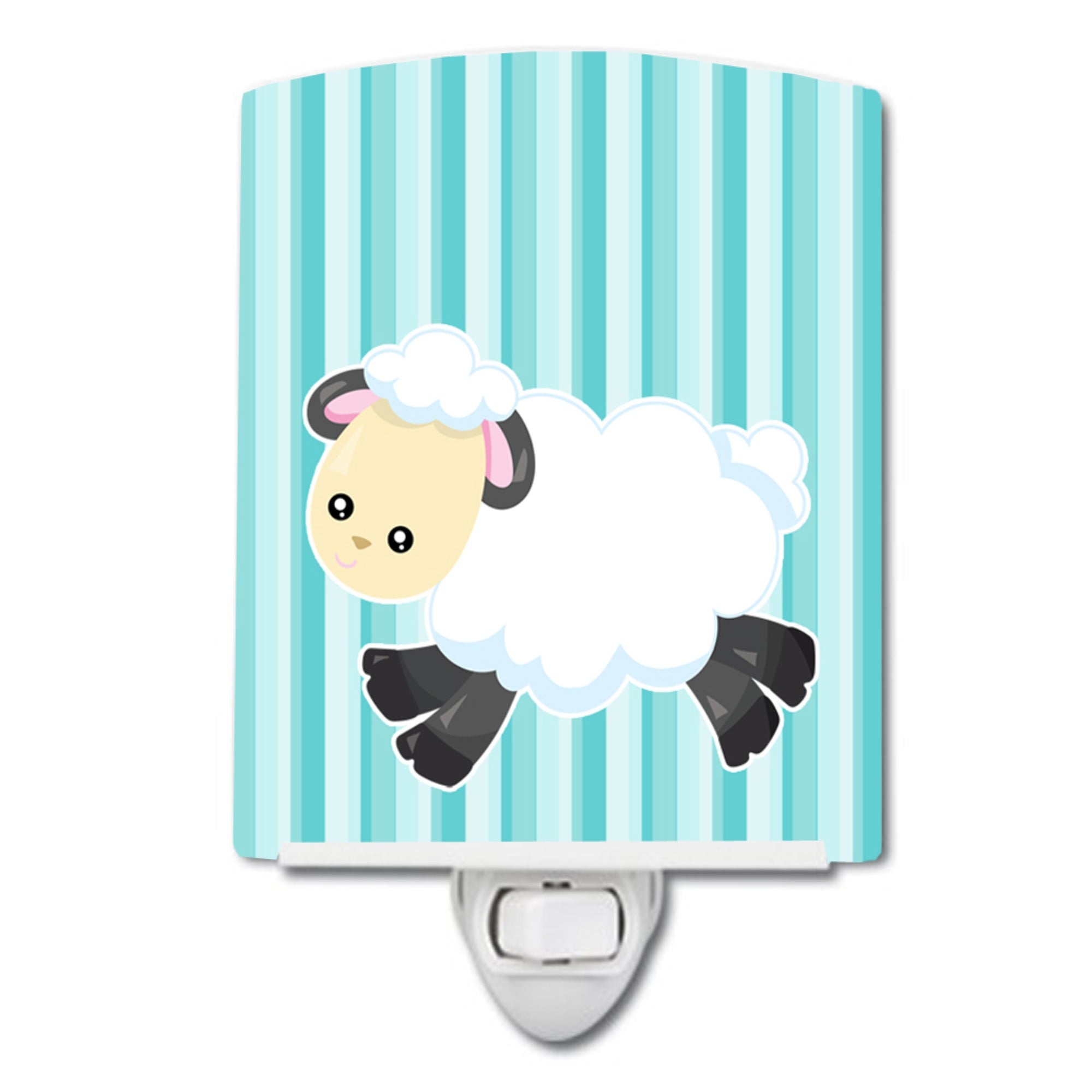 inchCarolines Treasures Sheep Ceramic Night Light, Stripes, Blue, 6 inch inch x 4 inch inch inch