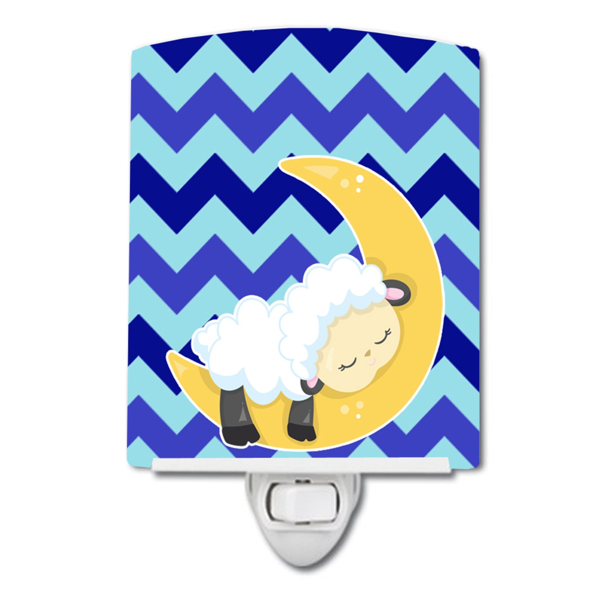 inchCarolines Treasures Sheep Ceramic Night Light, MoChevr, Blue, 6 inch inch x 4 inch inch inch