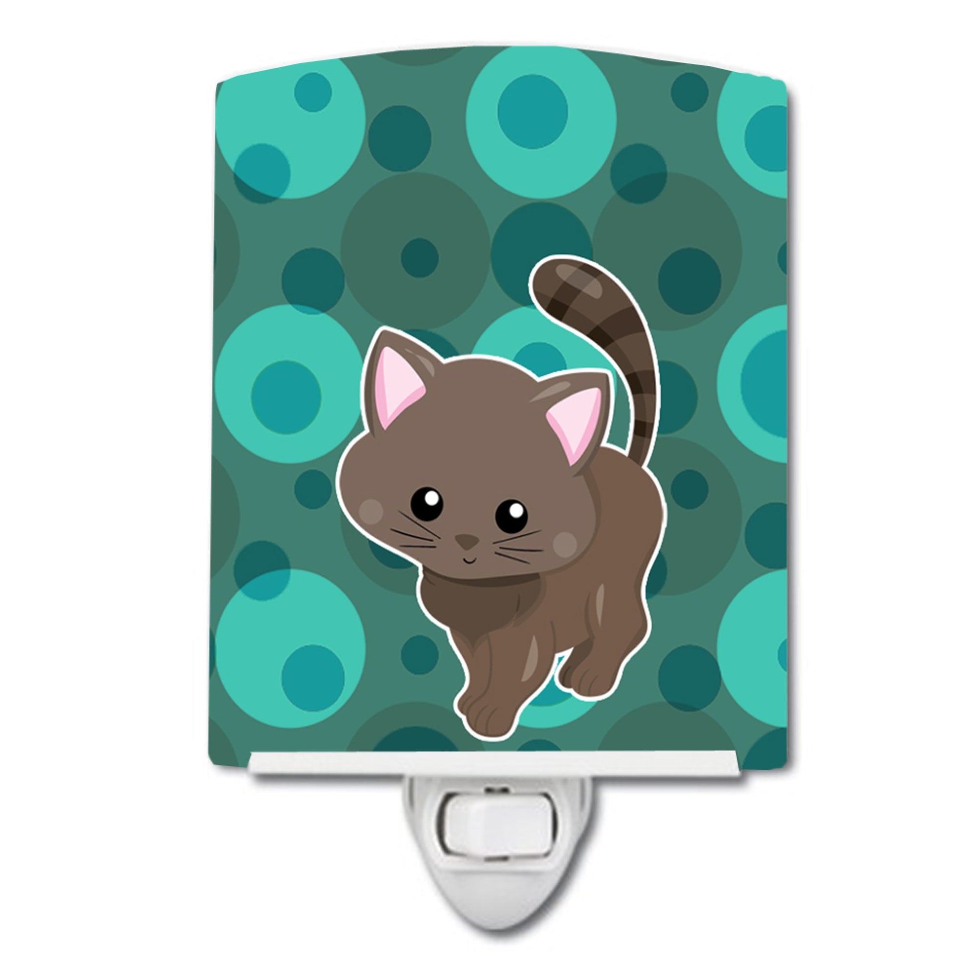  inchCarolines Treasures Polka Dot Ceramic Night Light, Kitten Cat, Blue, 6 inch inch x 4 inch inch inch