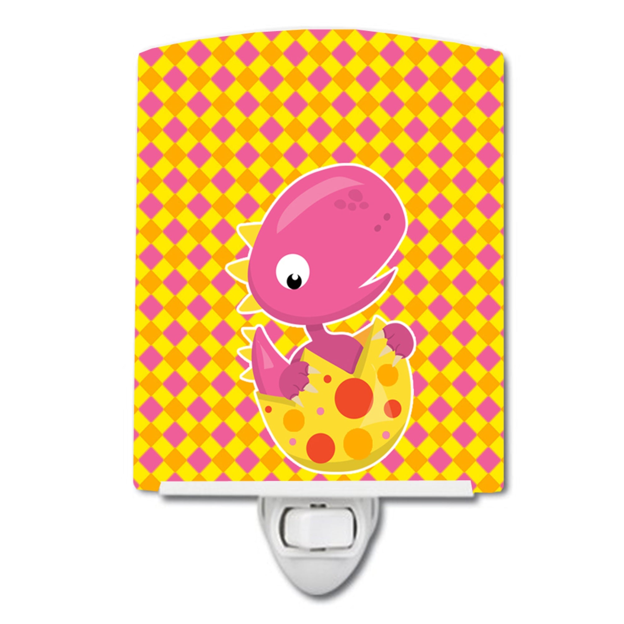  inchCarolines Treasures Baby TRex Dinosaur Hatching Ceramic Night Light, Pink, 6x4 inch
