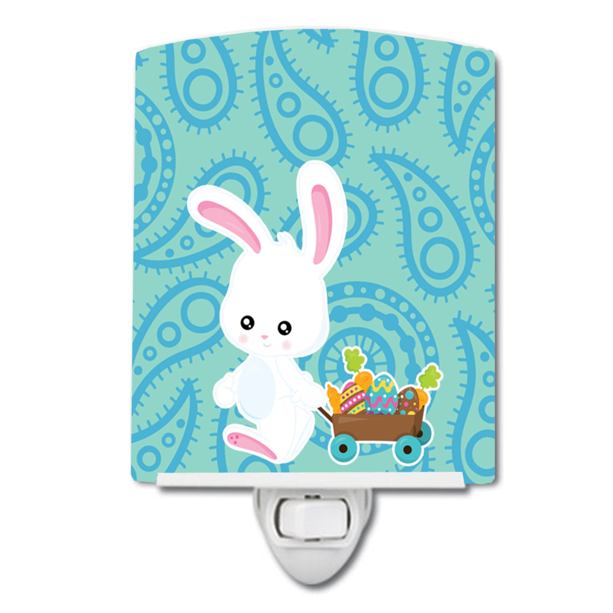  inchCarolines Treasures Easter Rabbit Ceramic Night Light, Paisley, Blue, 6 inch inch x 4 inch inch inch