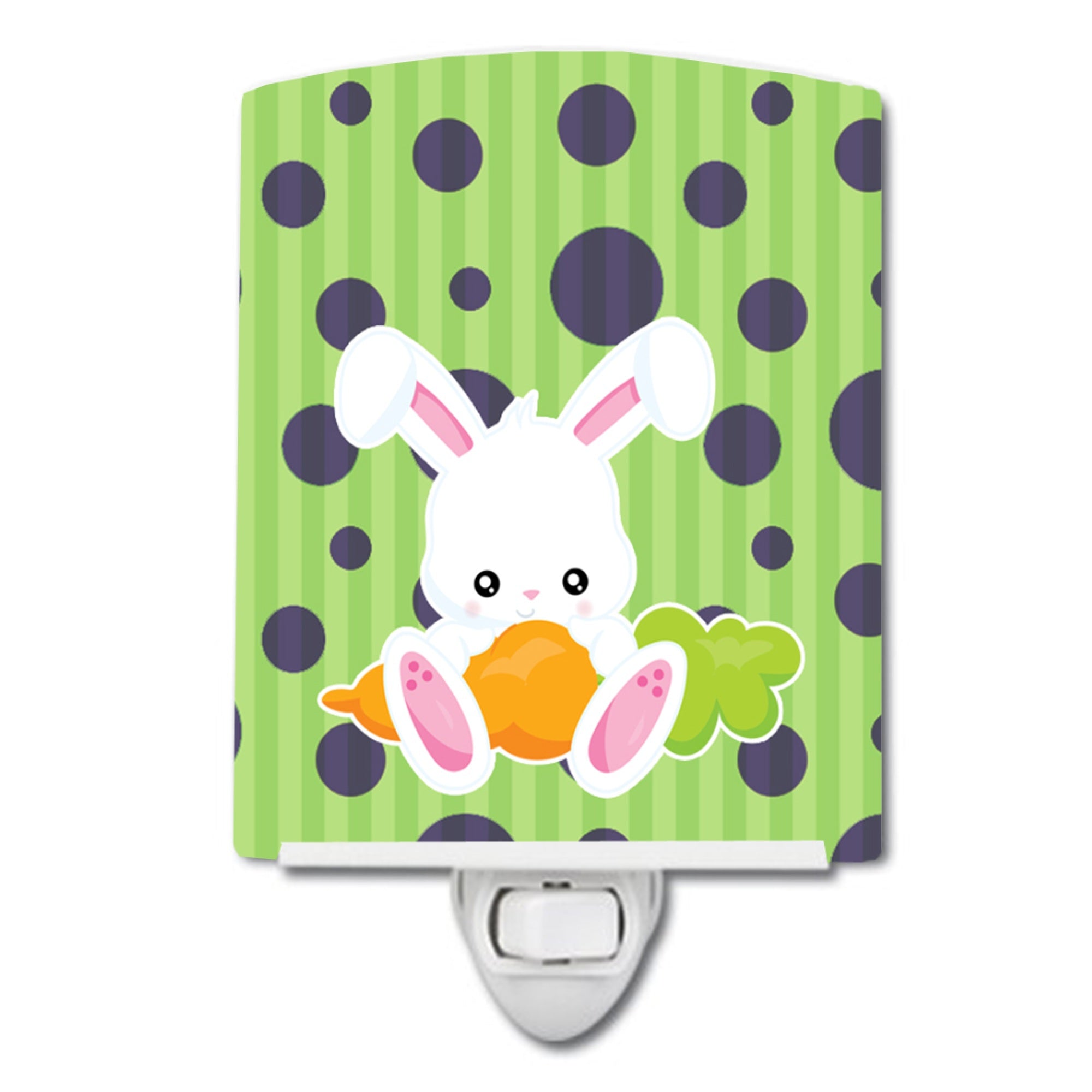  inchCarolines Treasures Easter Rabbit Ceramic Night Light, Polka Dot, Green, 6 inch inch x 4 inch inch inch
