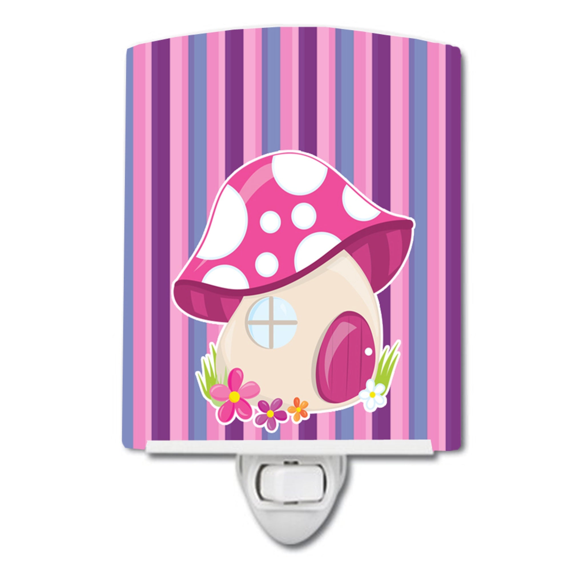  inchCarolines Treasures Fairy House Pink and Purple Ceramic Night Light, Multicolor, 6x4 inch