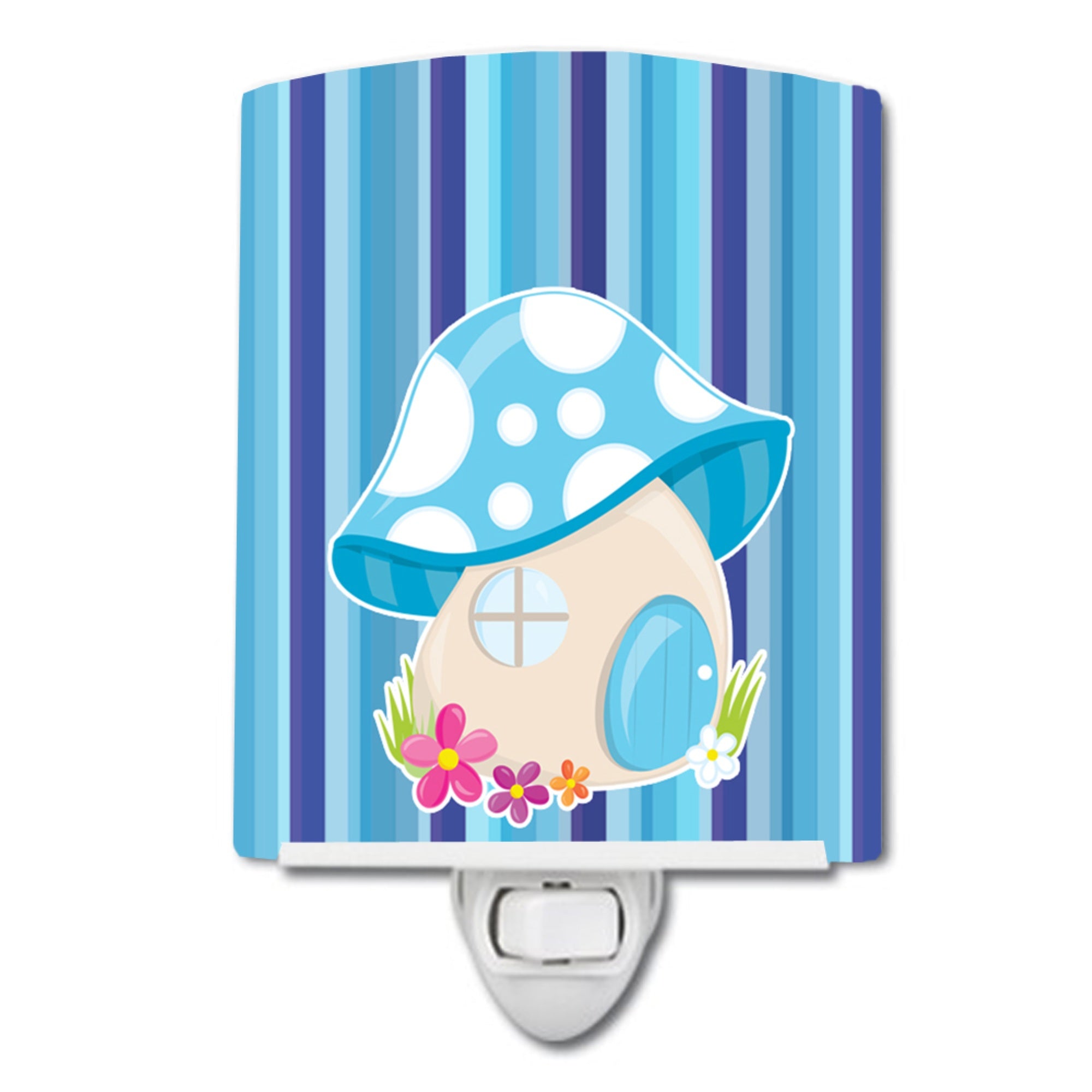  inchCarolines Treasures Fairy House Stripes Ceramic Night Light, Blue, 6 inch inch x 4 inch inch, BB6911CNL inch