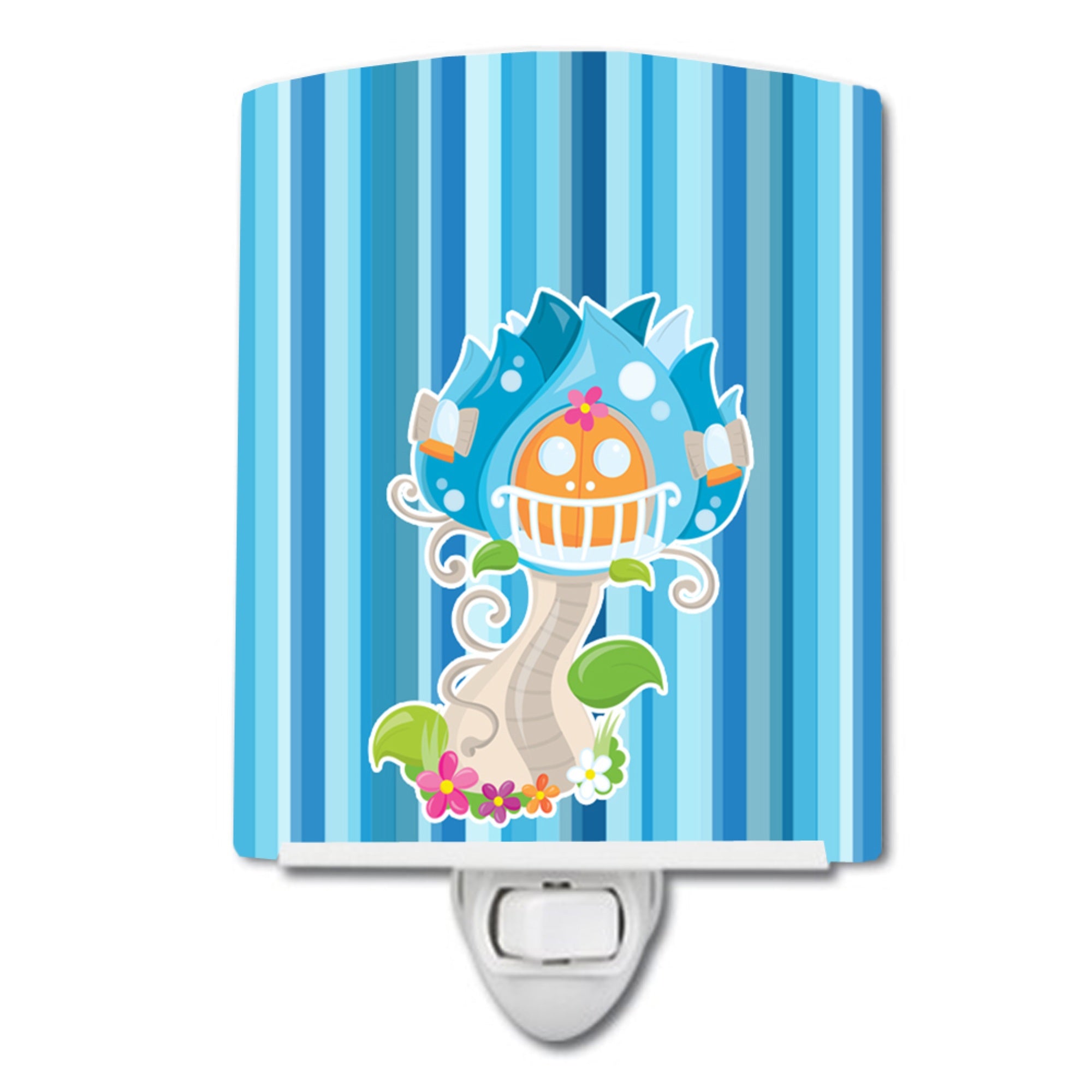  inchCarolines Treasures Fairy House Stripes Ceramic Night Light, Blue, 6 inch inch x 4 inch inch, BB6914CNL inch