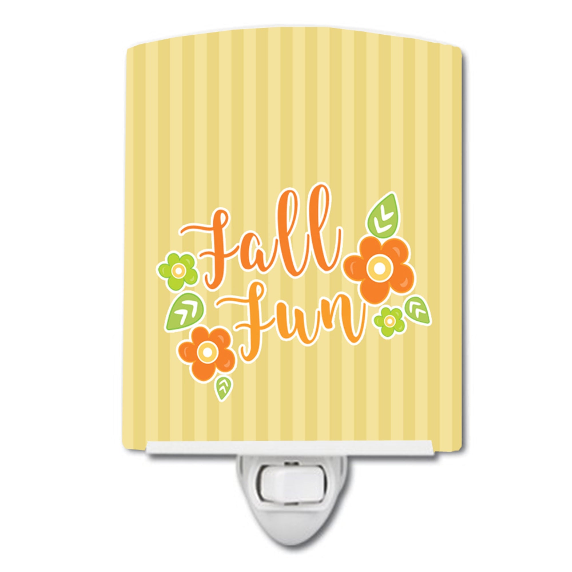  inchCarolines Treasures Fall Ceramic Night Light, Fun Stripes, Yellow, 6 inch inch x 4 inch inch inch