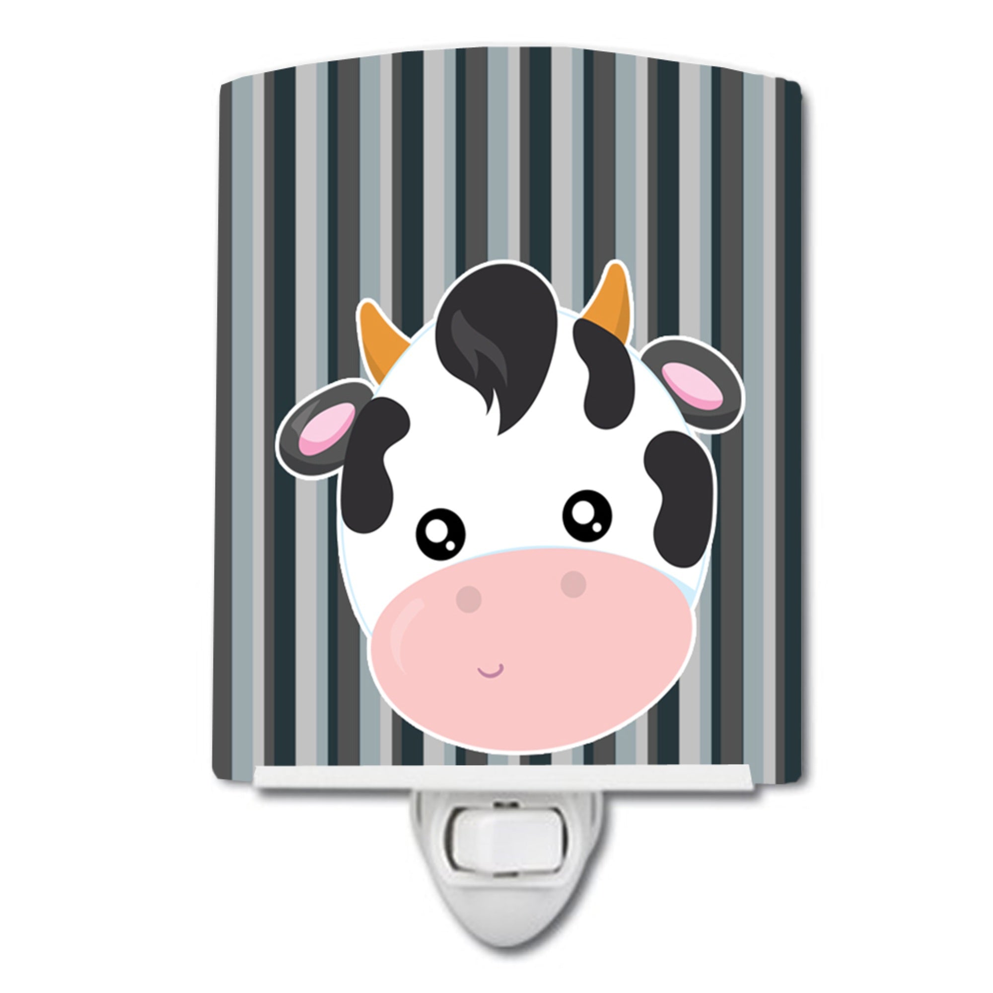  inchCarolines Treasures Cow Ceramic Night Light, Face, Grey, 6 inch inch x 4 inch inch inch