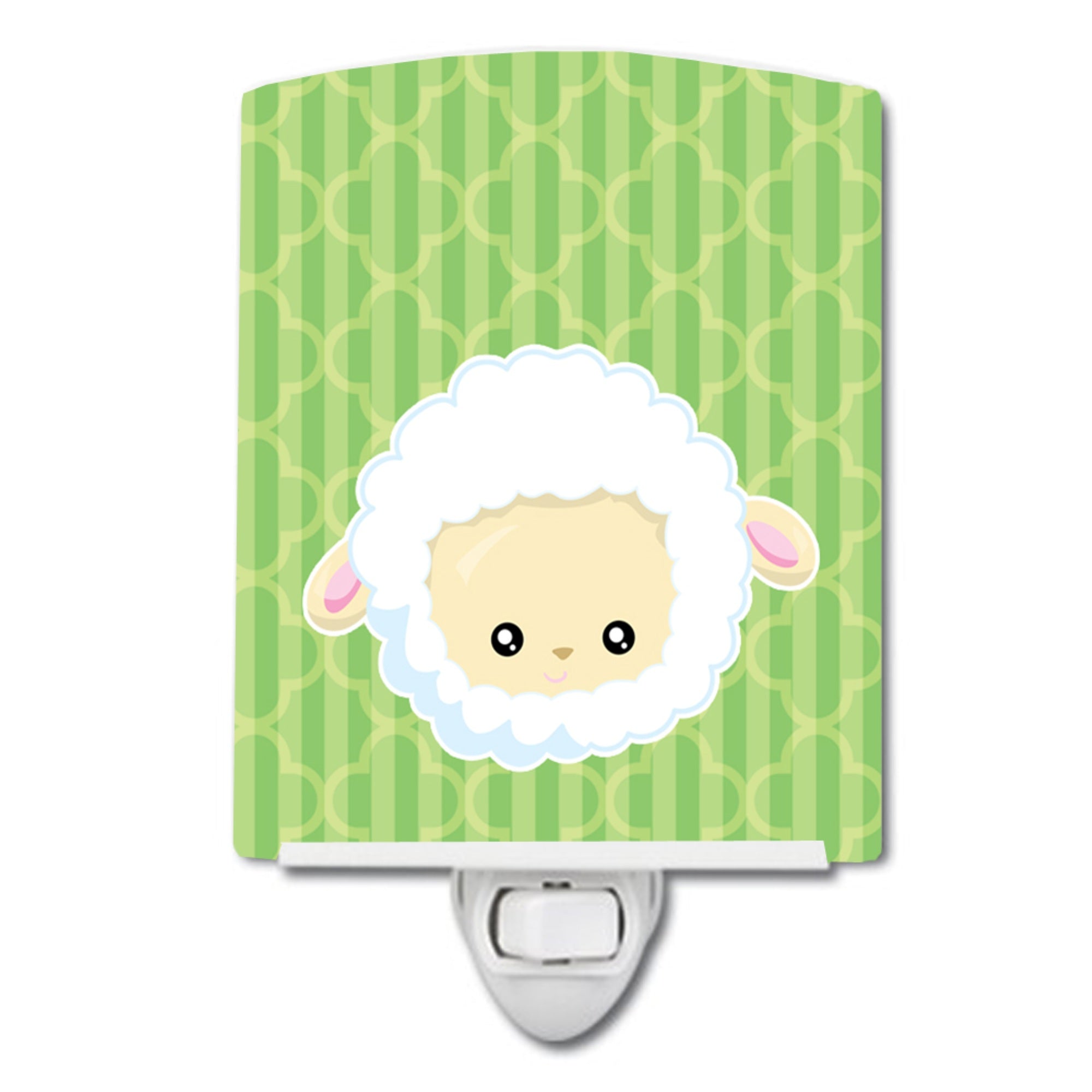  inchCarolines Treasures Sheep Ceramic Night Light, Lamb Face, Green, 6 inch inch x 4 inch inch inch
