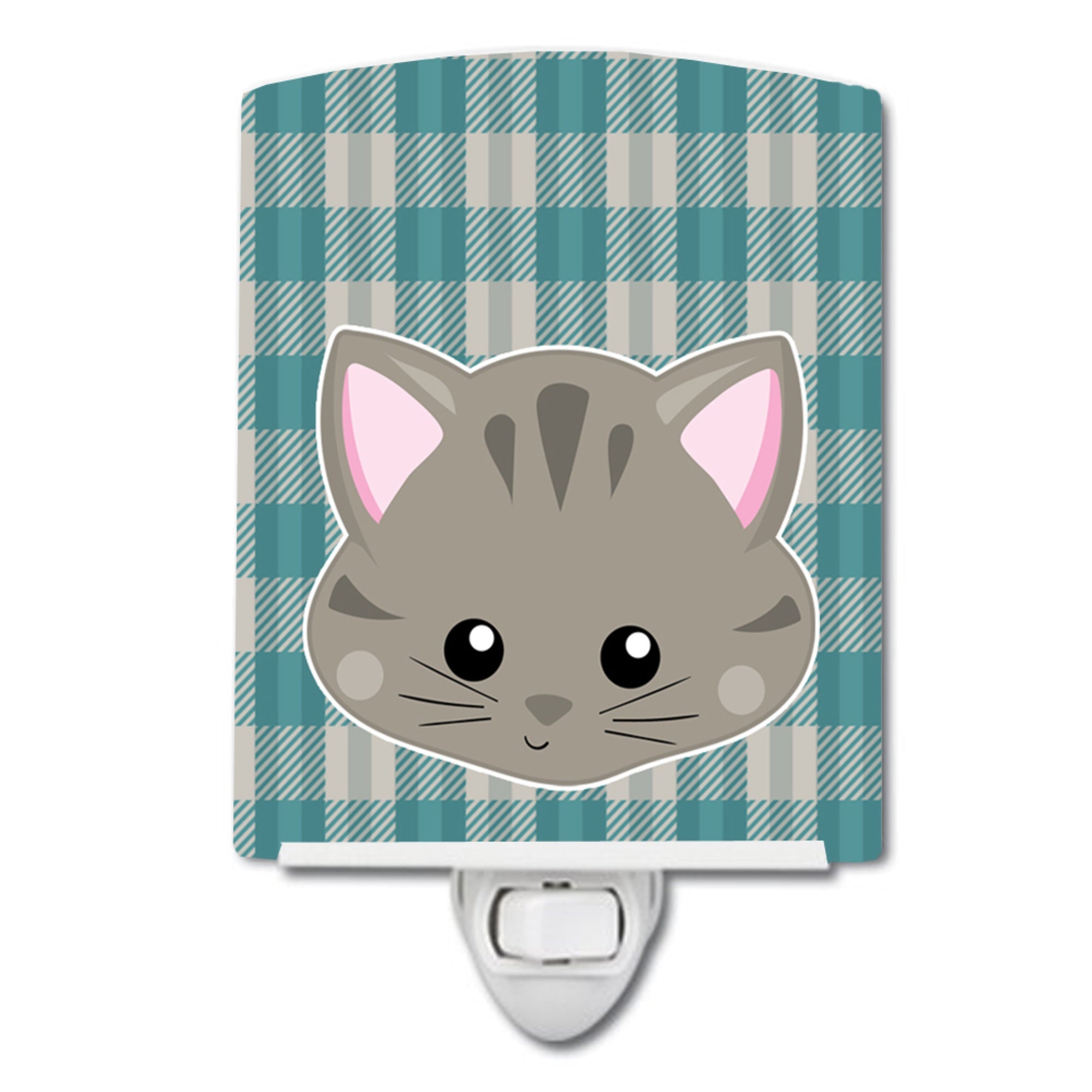  inchCarolines Treasures Kitten Face Ceramic Night Light, Blue, 6x4 inch