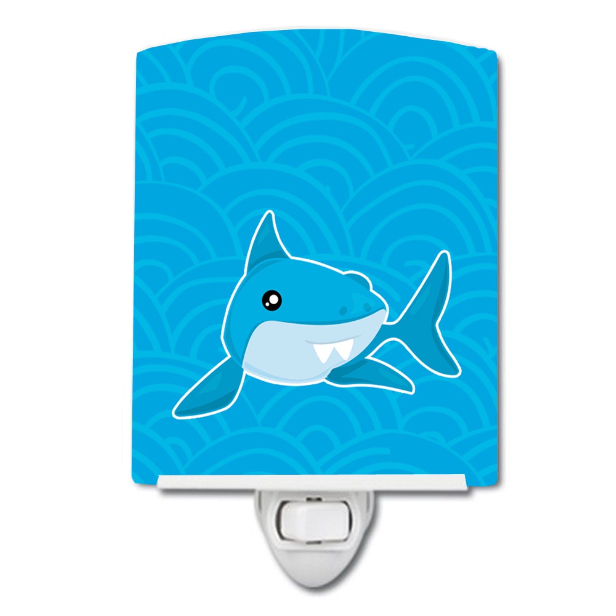  inchCarolines Treasures Shark Ceramic Night Light, Waves, Blue, 6 inch inch x 4 inch inch inch