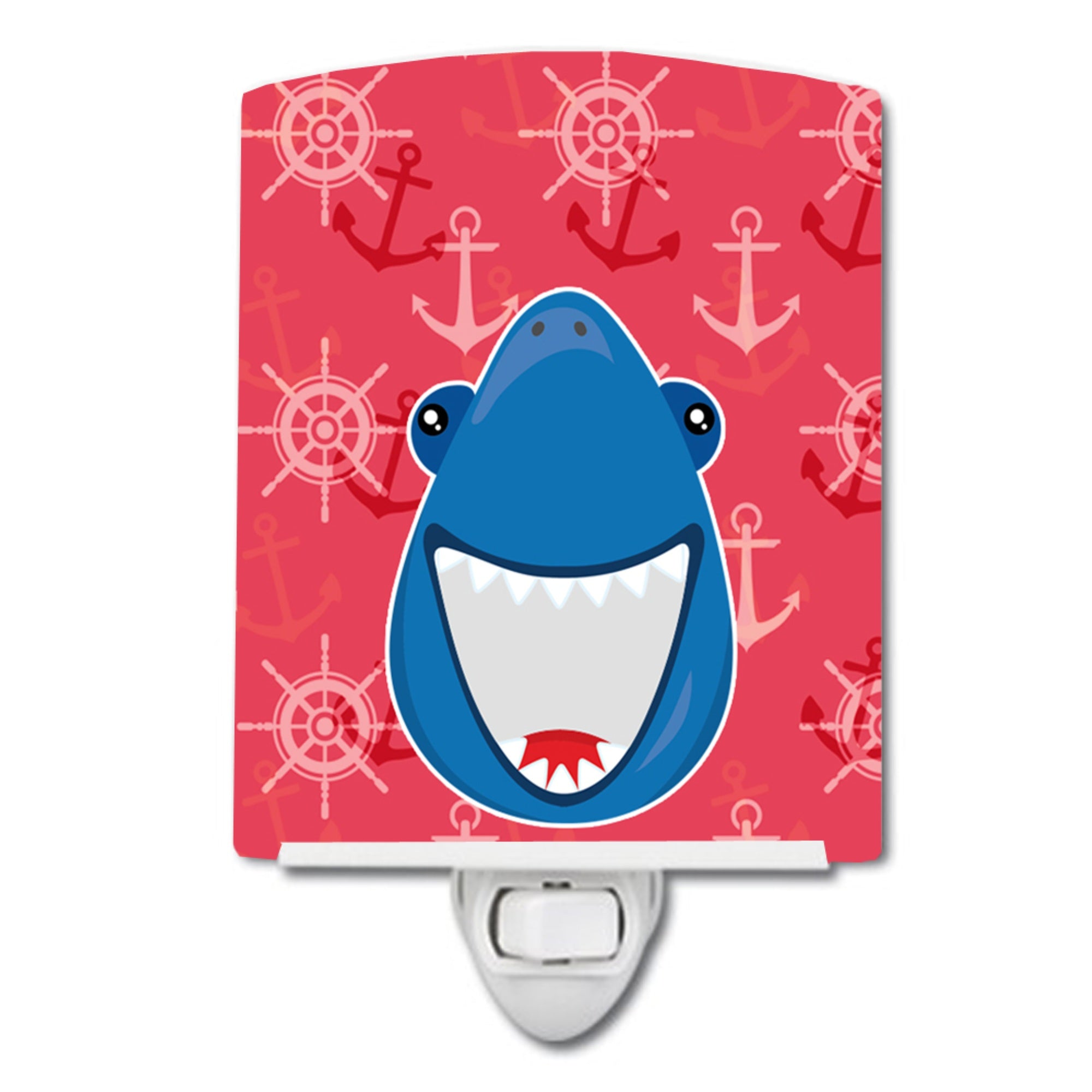  inchCarolines Treasures Shark Ceramic Night Light, Wide Open, Red, 6 inch inch x 4 inch inch inch