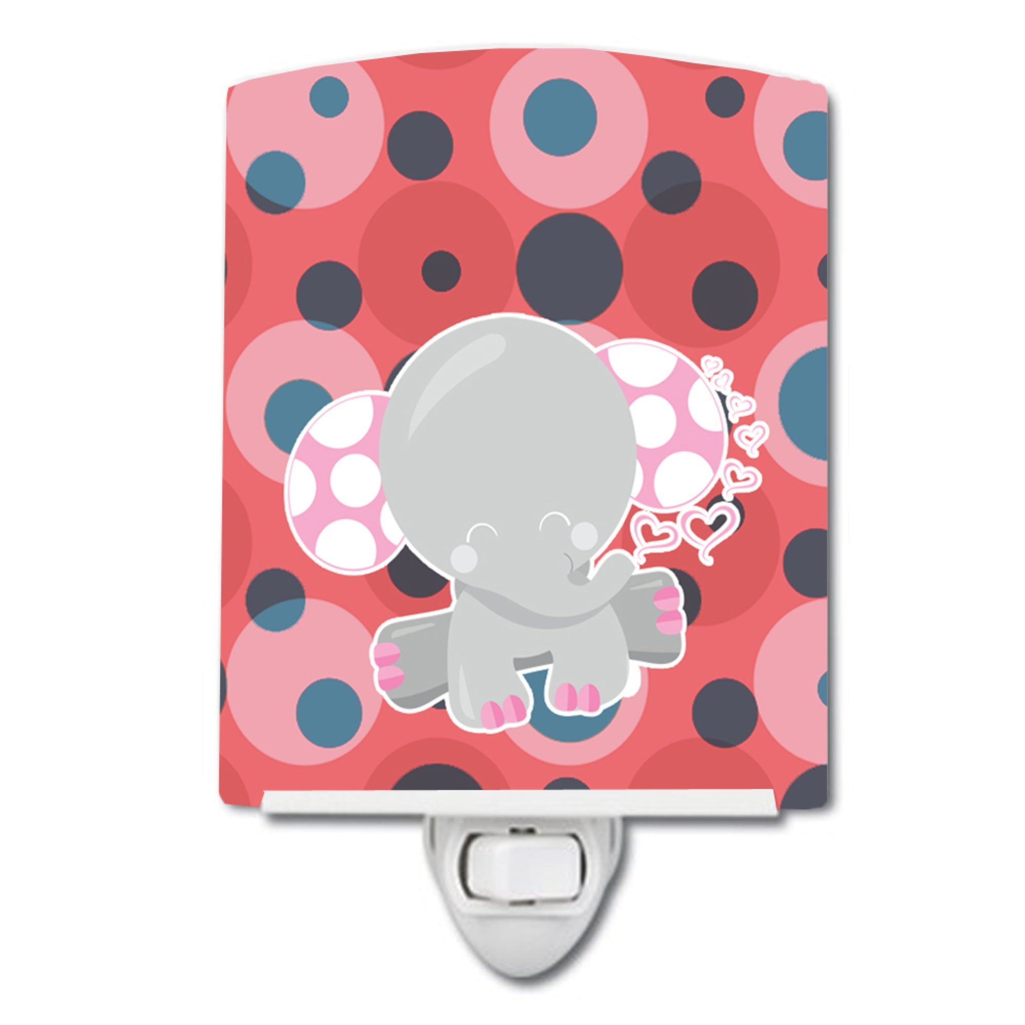  inchCarolines Treasures Elephant Ceramic Night Light, Lots of Polka Dots, Multicolor, 6 inch inch x 4 inch inch inch