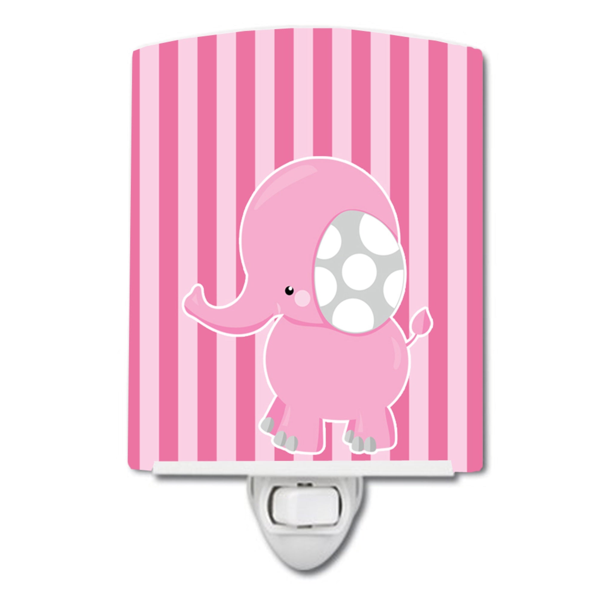  inchCarolines Treasures Elephant Stripes Ceramic Night Light, Pink, 6 inch inch x 4 inch inch inch