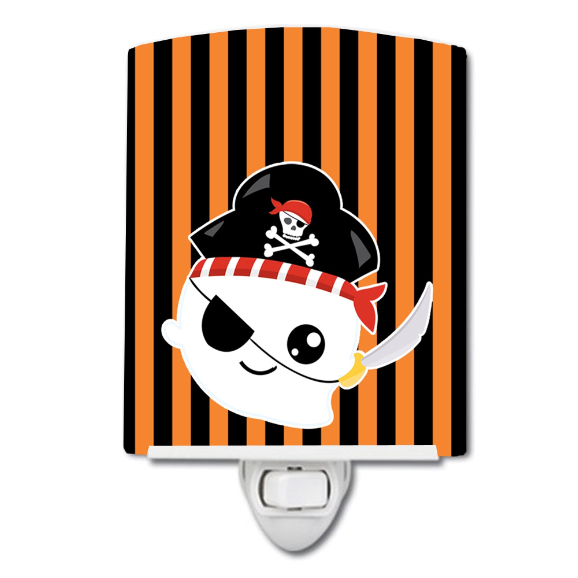  inchCarolines Treasures Halloween Ghost Ceramic Night Light, Pirate, Orange, 6 inch inch x 4 inch inch inch