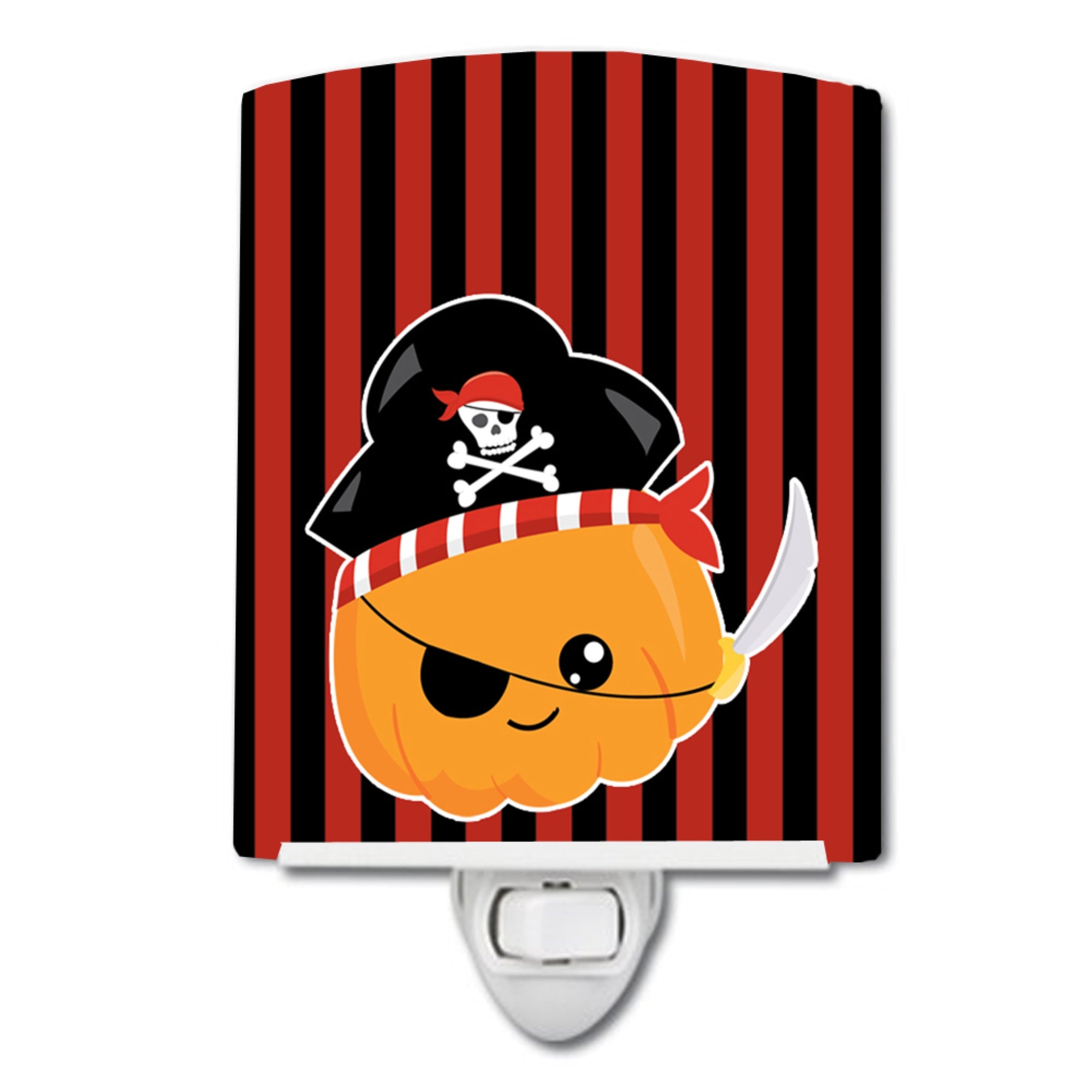  inchCarolines Treasures Halloween Pumpkin Ceramic Night Light, Pirate, Red, 6 inch inch x 4 inch inch inch