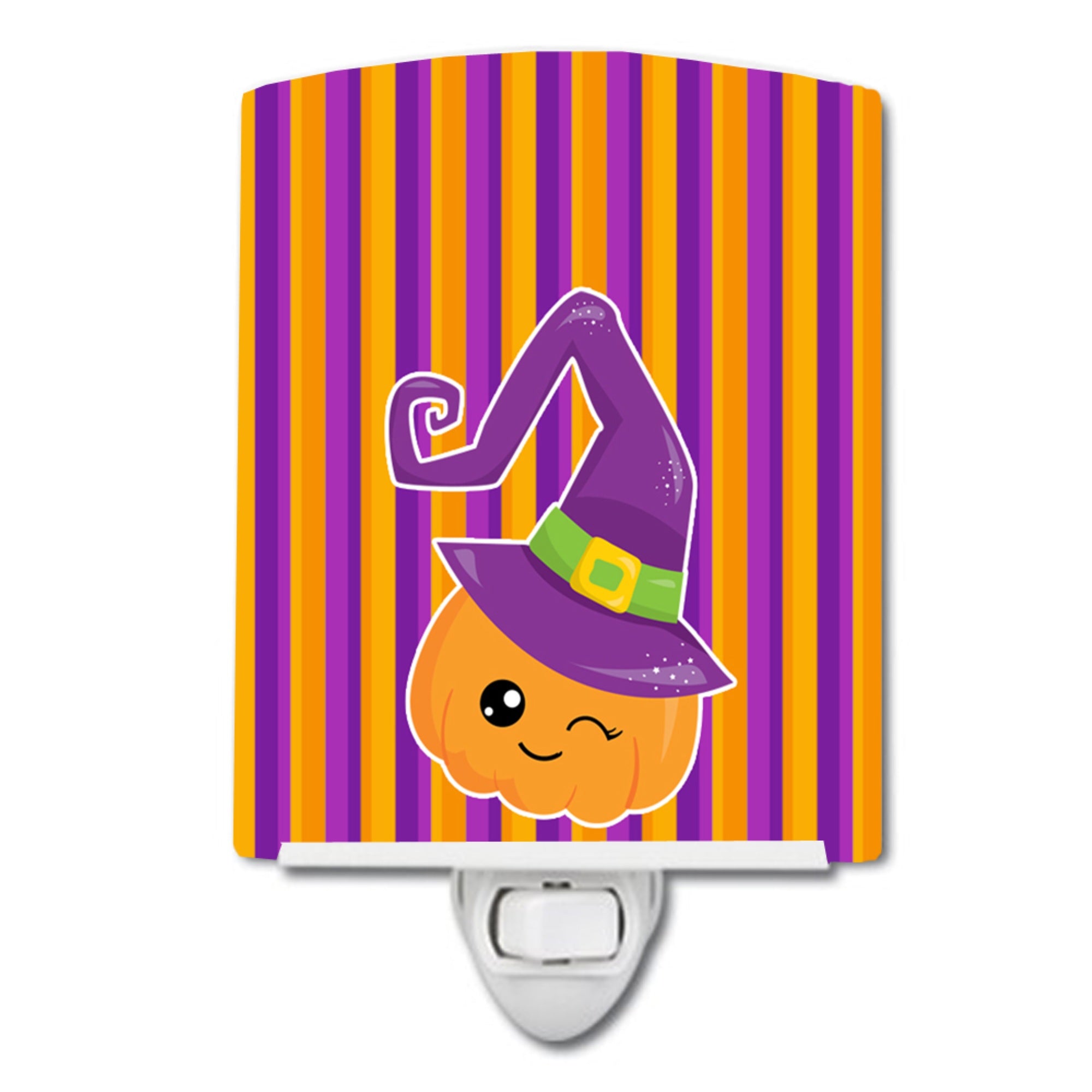  inchCarolines Treasures Halloween Pumpkin Ceramic Night Light, Witch, Purple, 6 inch inch x 4 inch inch inch