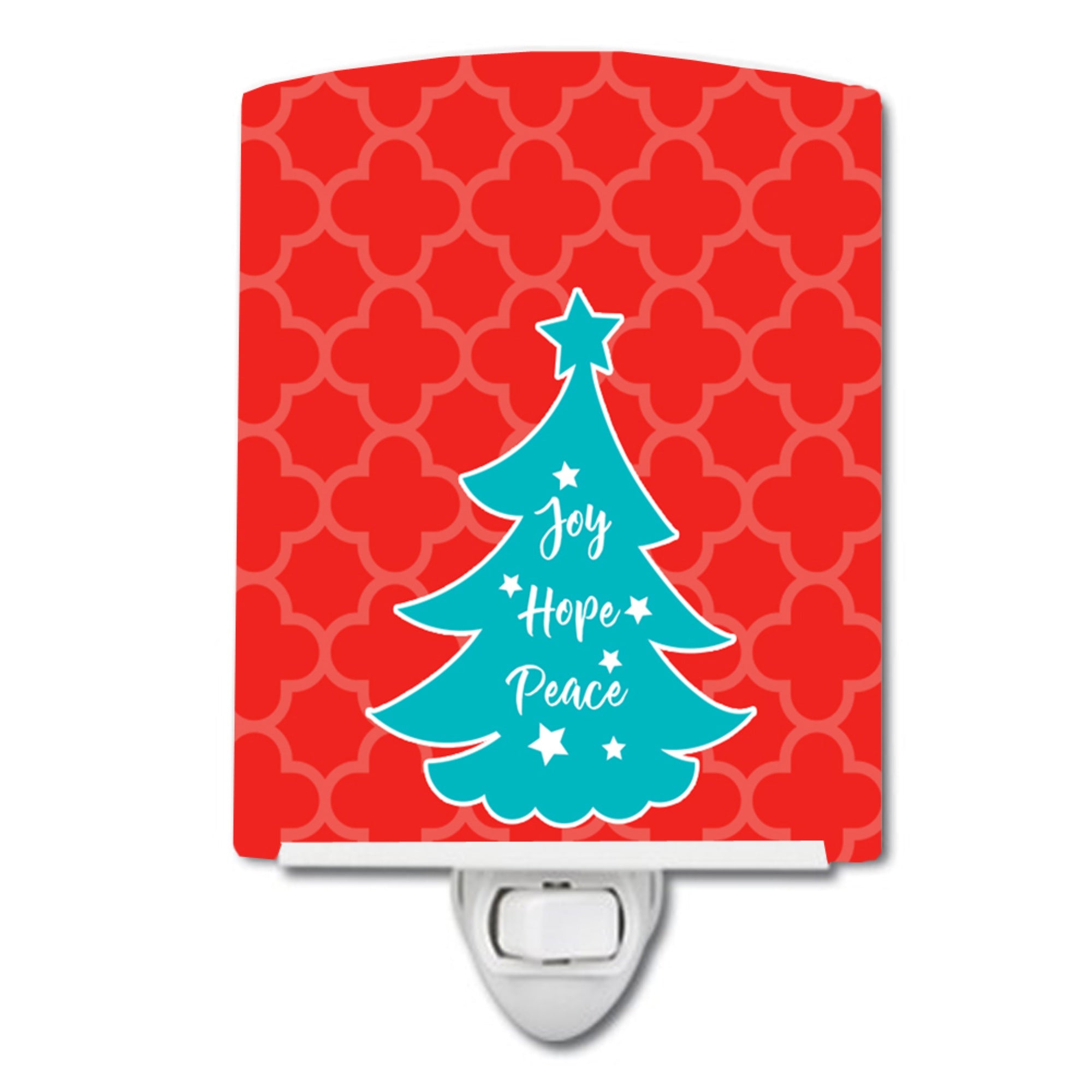  inchCarolines Treasures Christmas Tree Ceramic Night Light, Teal, Red, 6 inch inch x 4 inch inch inch