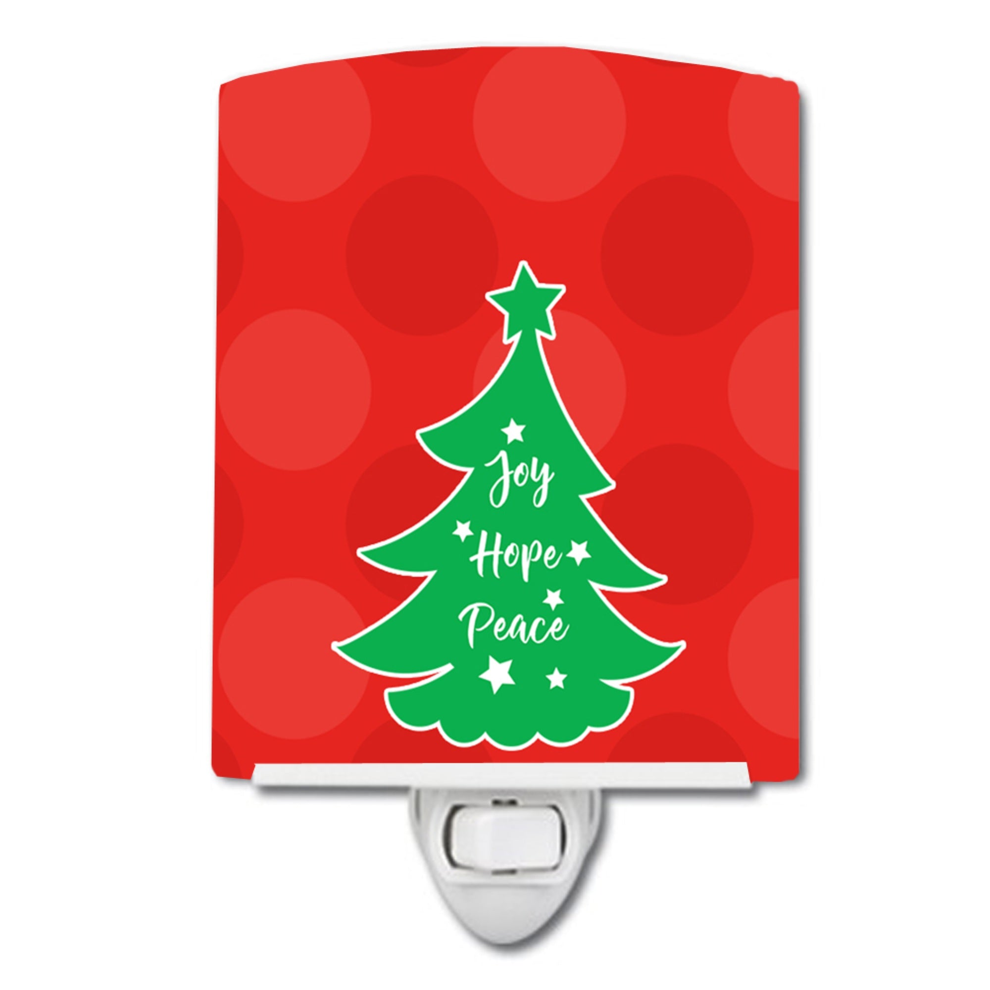  inchCarolines Treasures Christmas Tree Ceramic Night Light, Green/Red, 6 inch inch x 4 inch inch inch