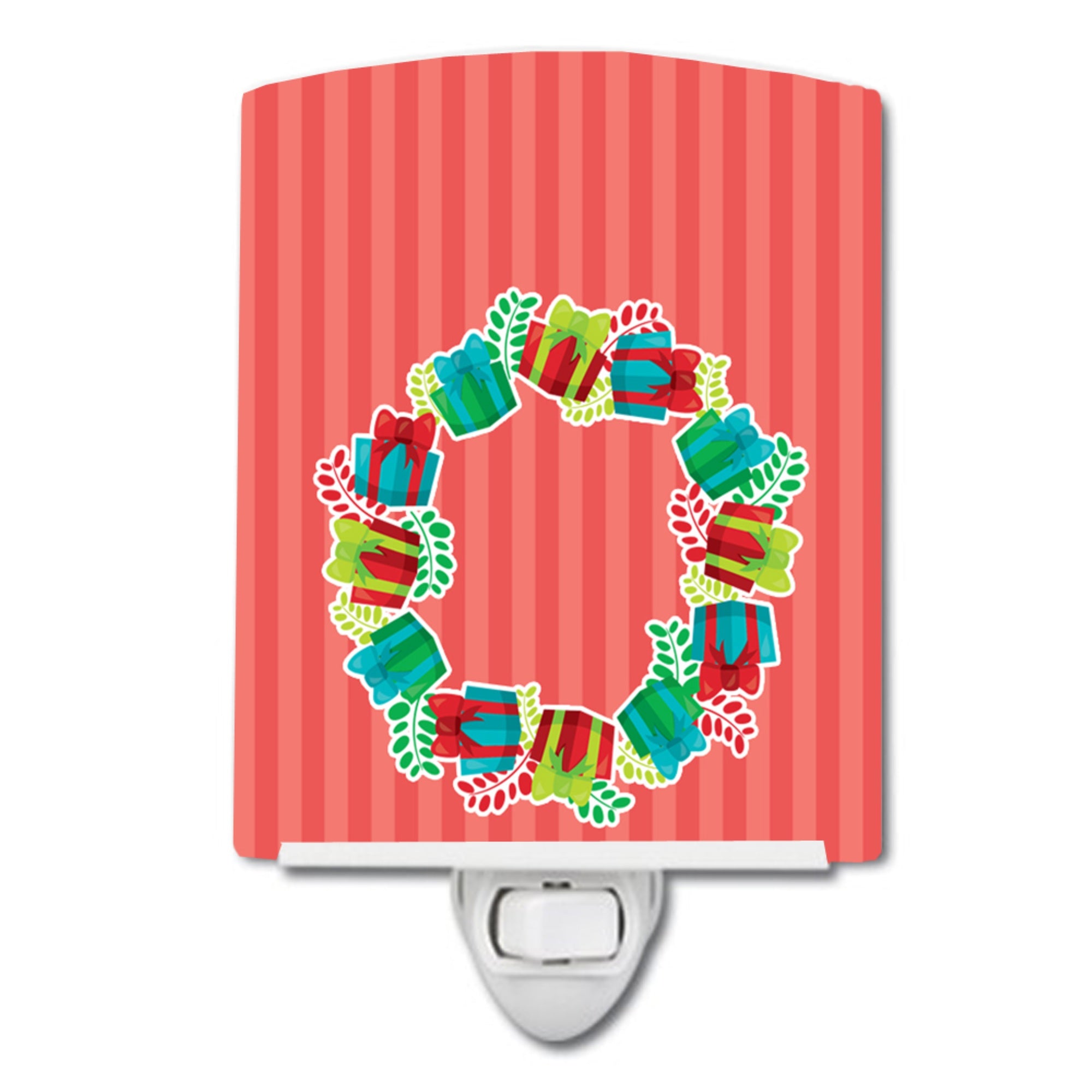  inchCarolines Treasures Christmas Wreath Presents Ceramic Night Light, Multicolor, 6 inch inch x 4 inch inch inch