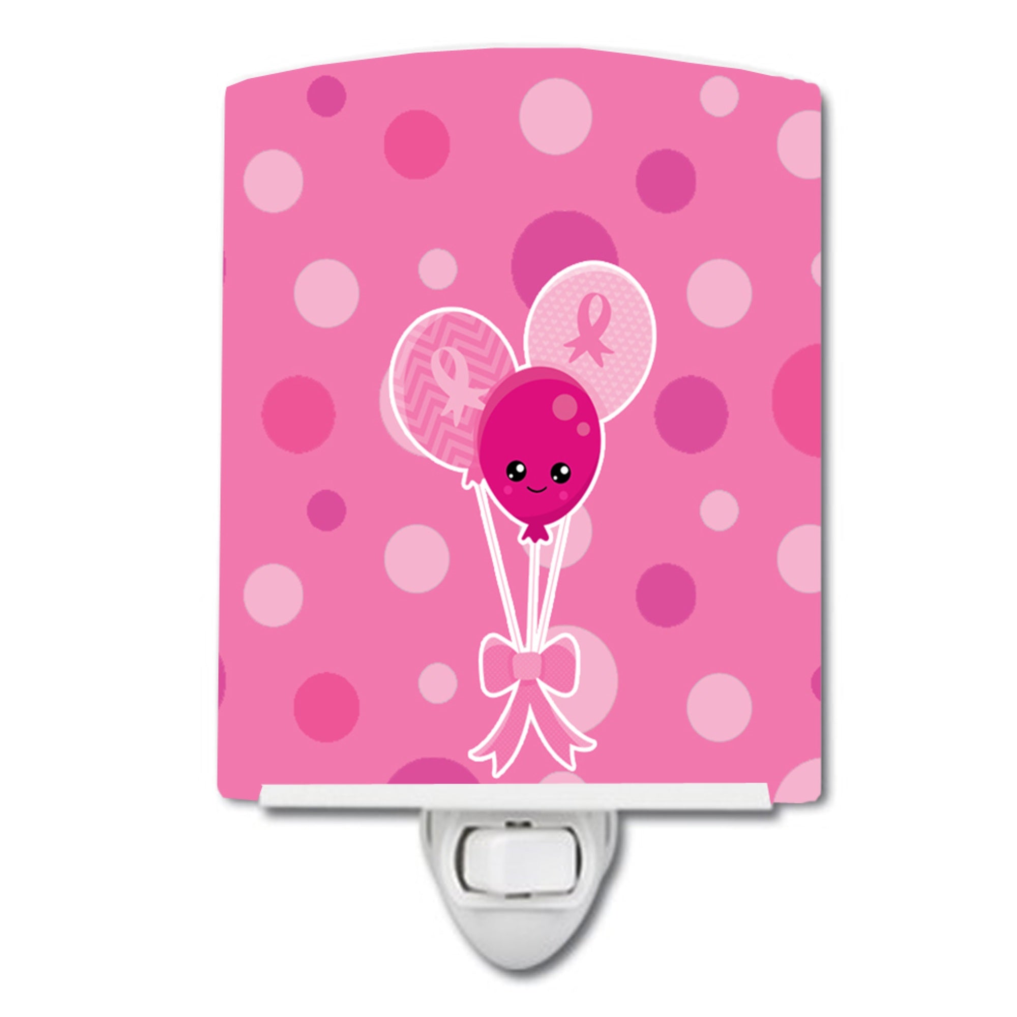  inchCarolines Treasures Breast Cancer Awareness Ribb Ceramic Night Light, Balloons, Pink, 6 inch inch x 4 inch inch inch