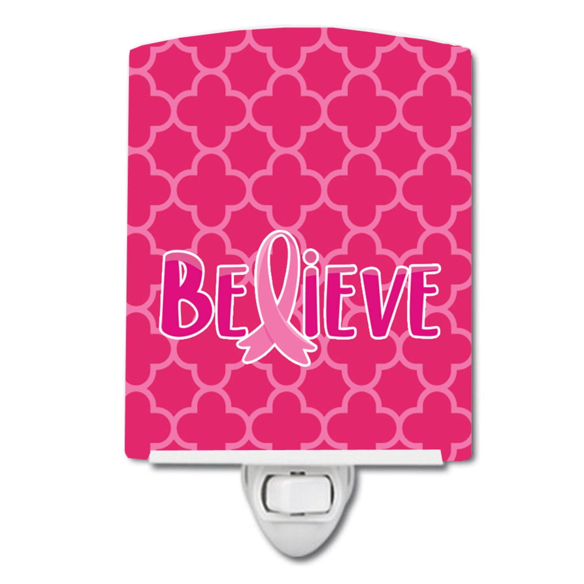  inchCarolines Treasures Breast Cancer Awareness Ribb Ceramic Night Light, Believe, Pink, 6 inch inch x 4 inch inch inch