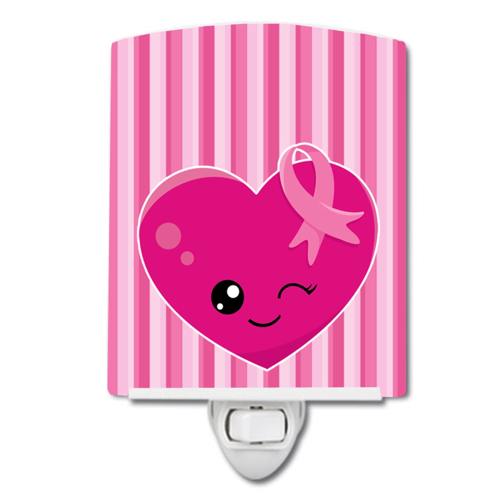 inchCarolines Treasures Breast Cancer Awareness Ribb Ceramic Night Light, Heart, Pink, 6 inch inch x 4 inch inch inch