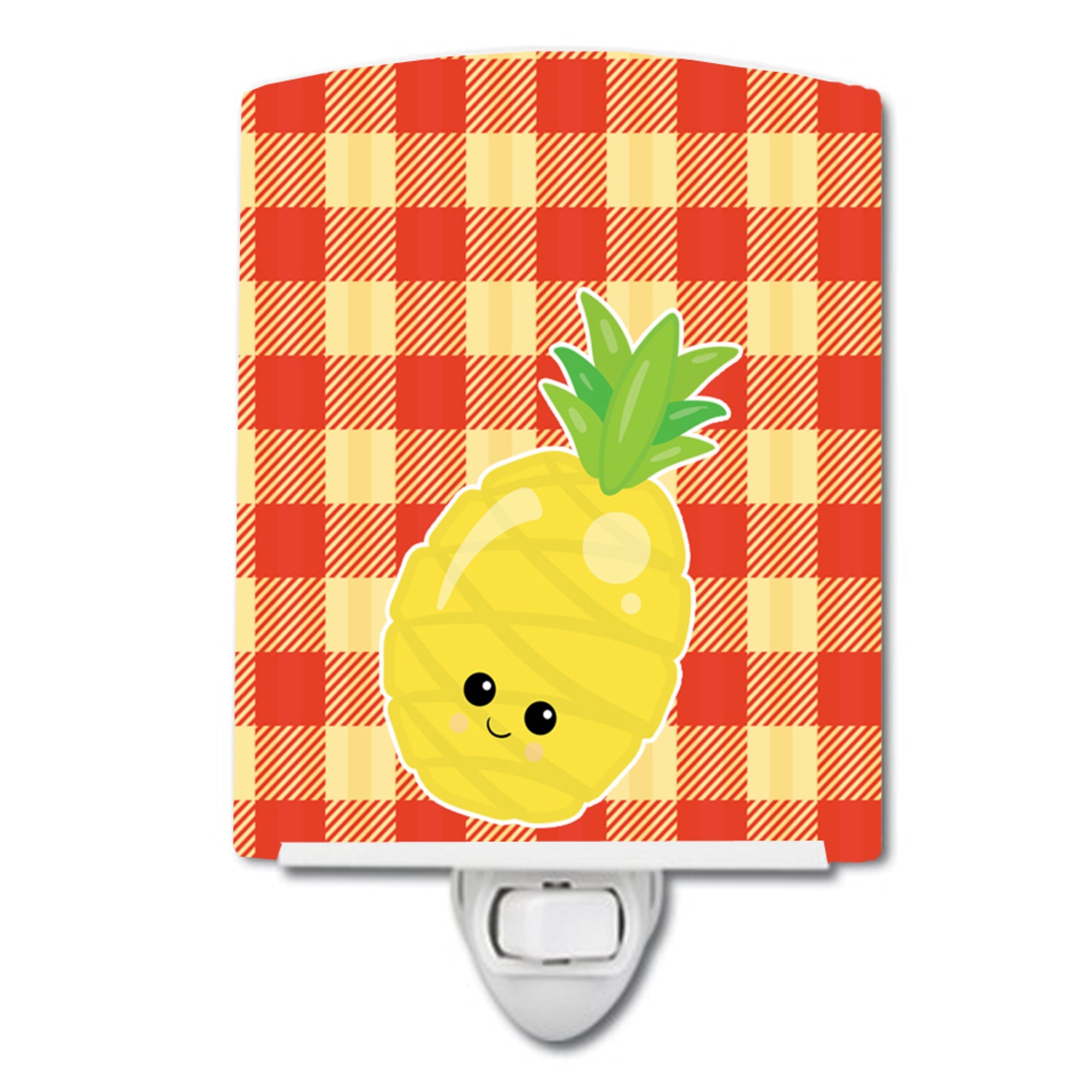  inchCarolines Treasures Pineapple Face Ceramic Night Light, Yellow, 6 inch inch x 4 inch inch inch