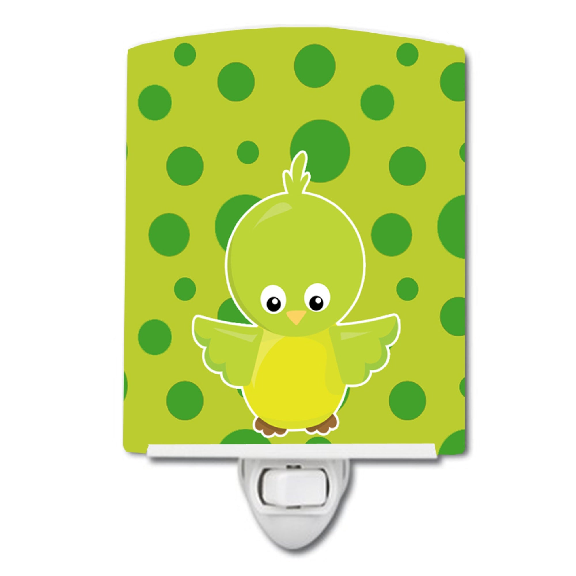  inchCarolines Treasures Bird Polka Dots Ceramic Night Light, Green, 6 inch inch x 4 inch inch inch