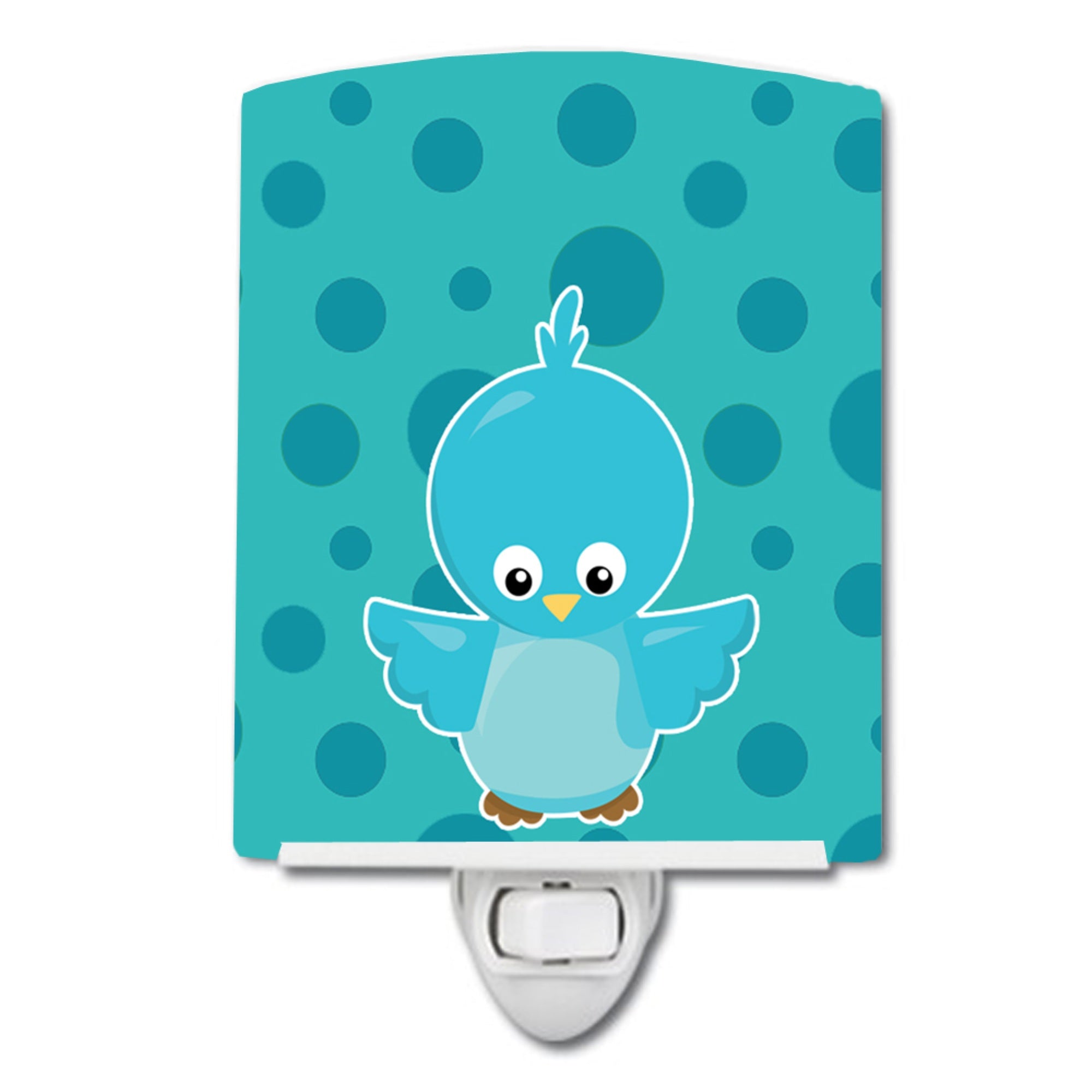  inchCarolines Treasures Bird Polka Dots Ceramic Night Light, Blue, 6 inch inch x 4 inch inch inch