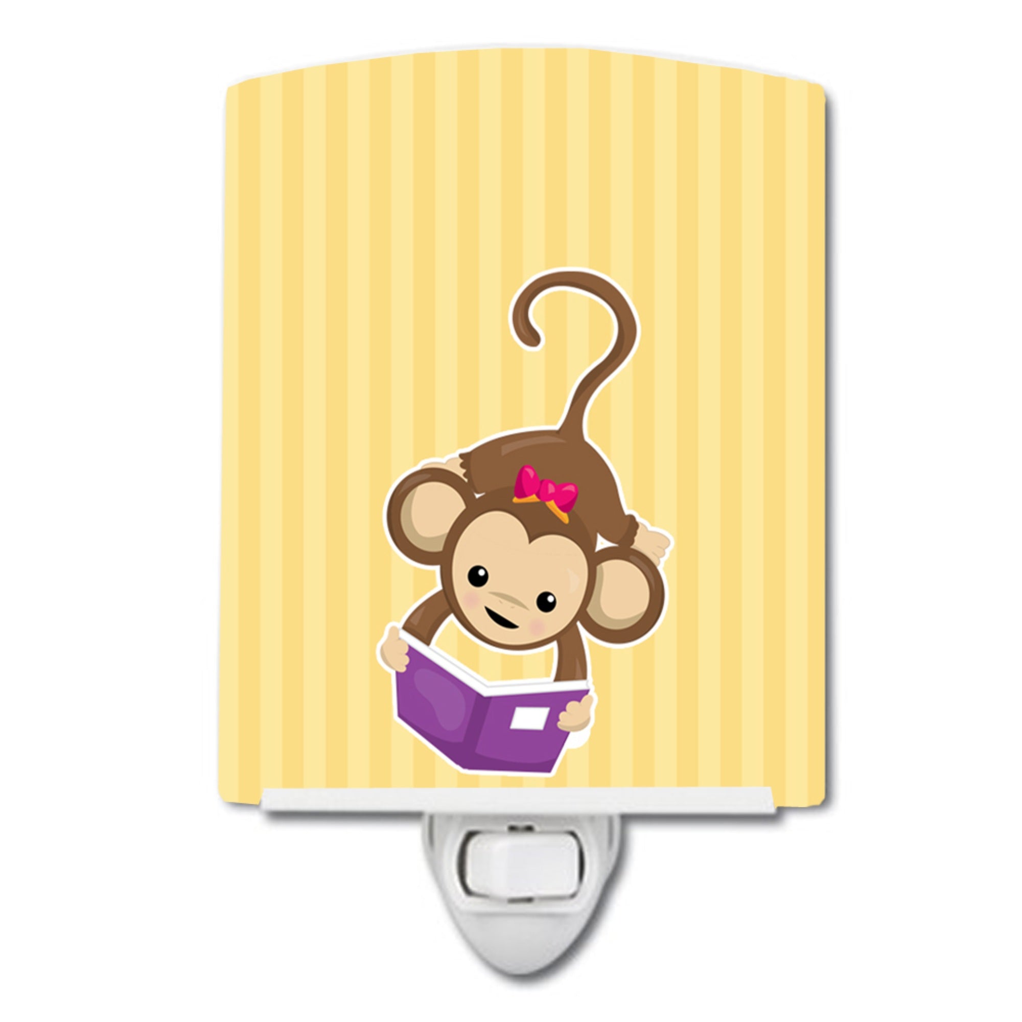  inchCarolines Treasures Monkey Ceramic Night Light, Reading, Yellow, 6 inch inch x 4 inch inch inch